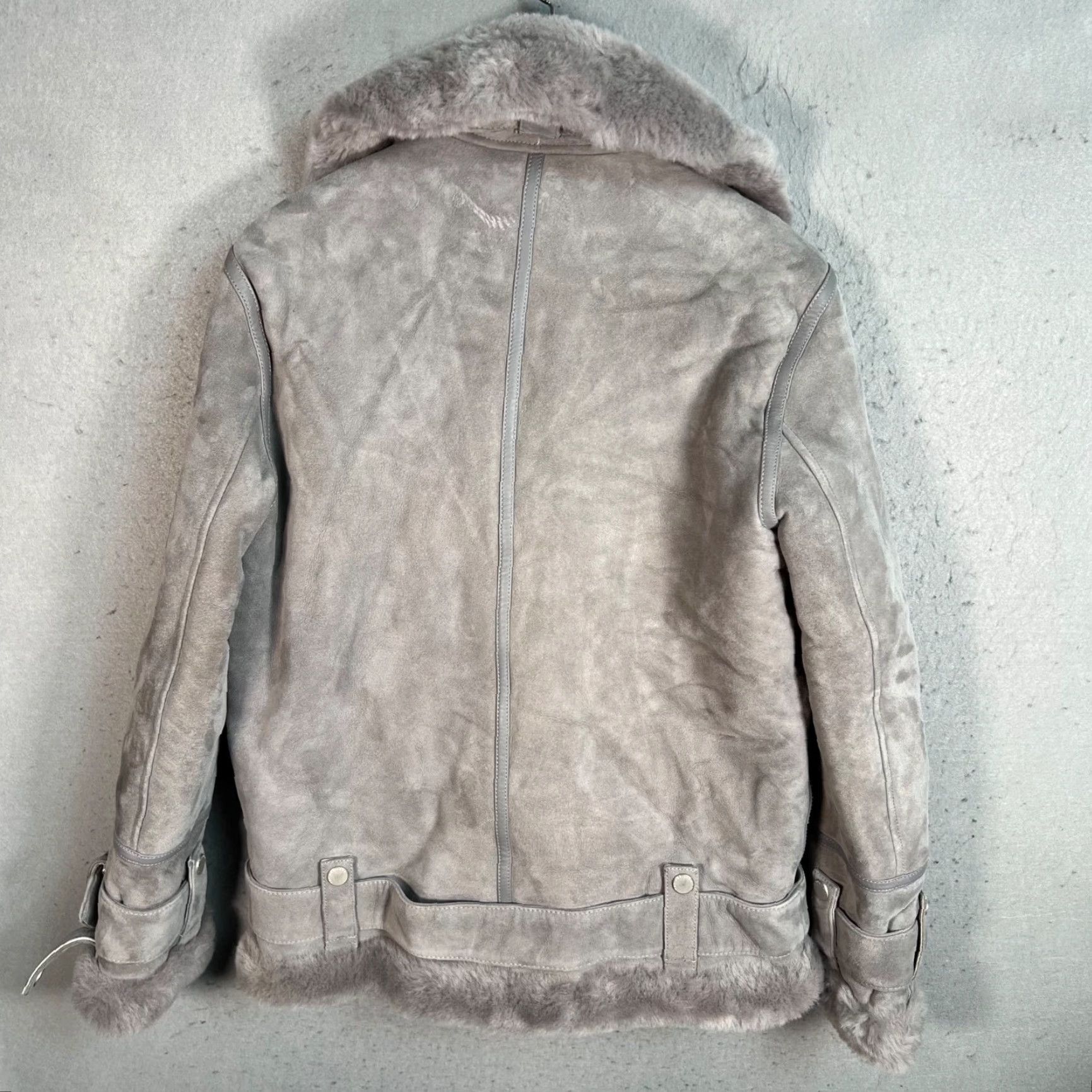 The Arrivals VINTAGE The Arrivals Moya Gray Shearling Leather Moto Jacket Womens XXS SIZE 2XS Leather Lining Short Zip Biker Jacket Winter Fall Mens Womens Girls Size XXS / US 00 / IT 34 - 2 Thumbnail