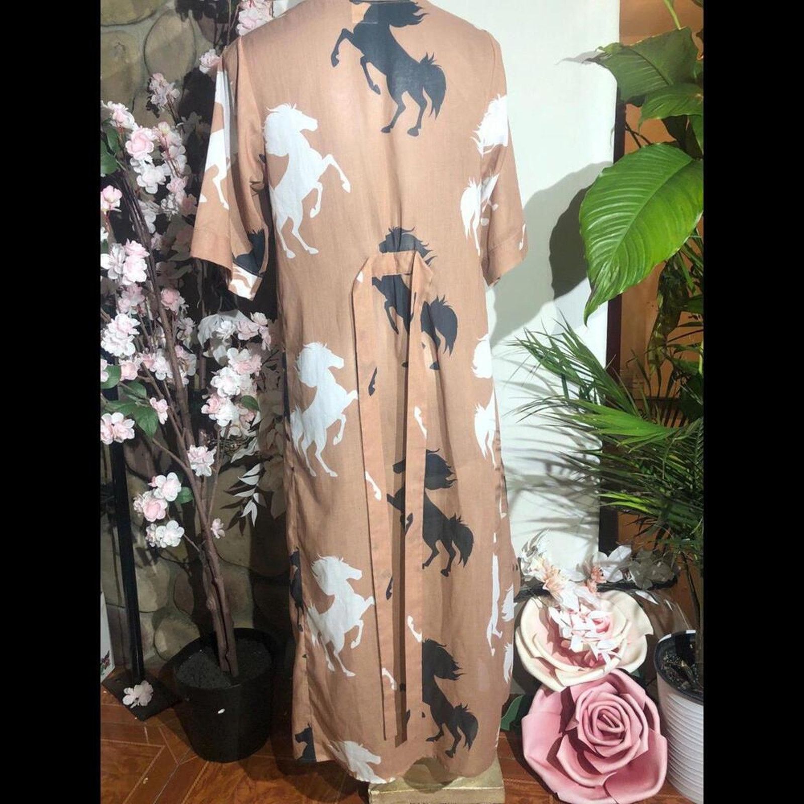 Other Beach cover up horse design short sleeve with belt Size ONE SIZE - 3 Thumbnail