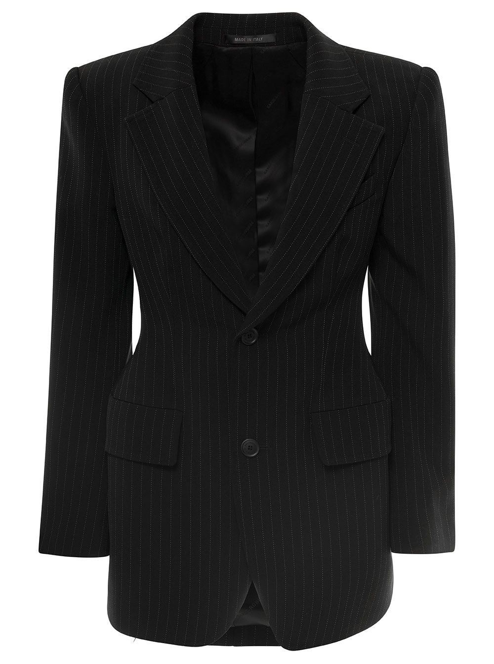 Balenciaga 'Hourglass' Black Pinstripe Single-Breasted Jacket in Stretch Wool Woman Size S / US 4 / IT 40 - 1 Thumbnail