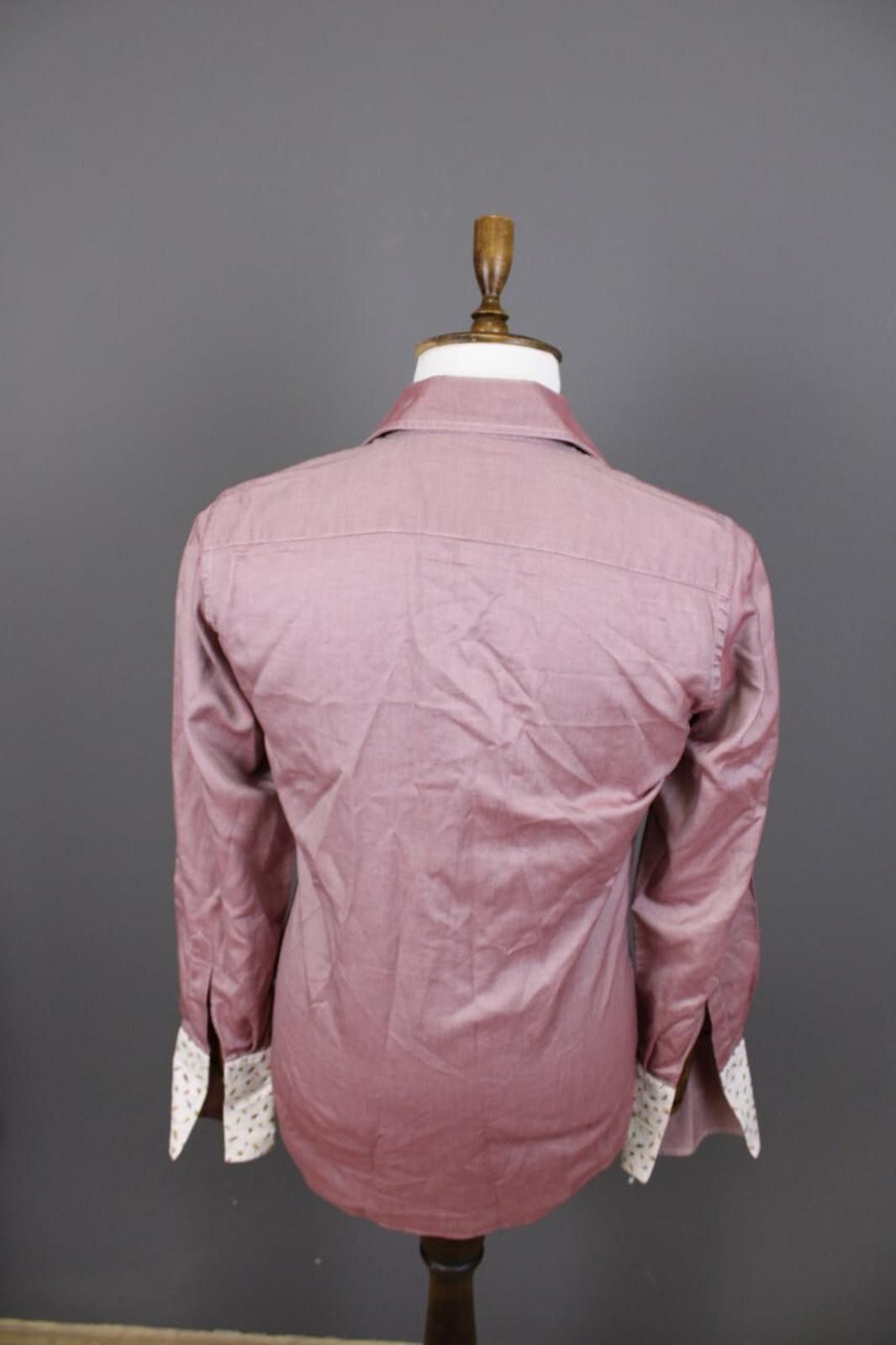 Emmett Emmett London Slim Fit Burgundy Down Shirt Size 38 / 15 Size US M / EU 48-50 / 2 - 8 Thumbnail