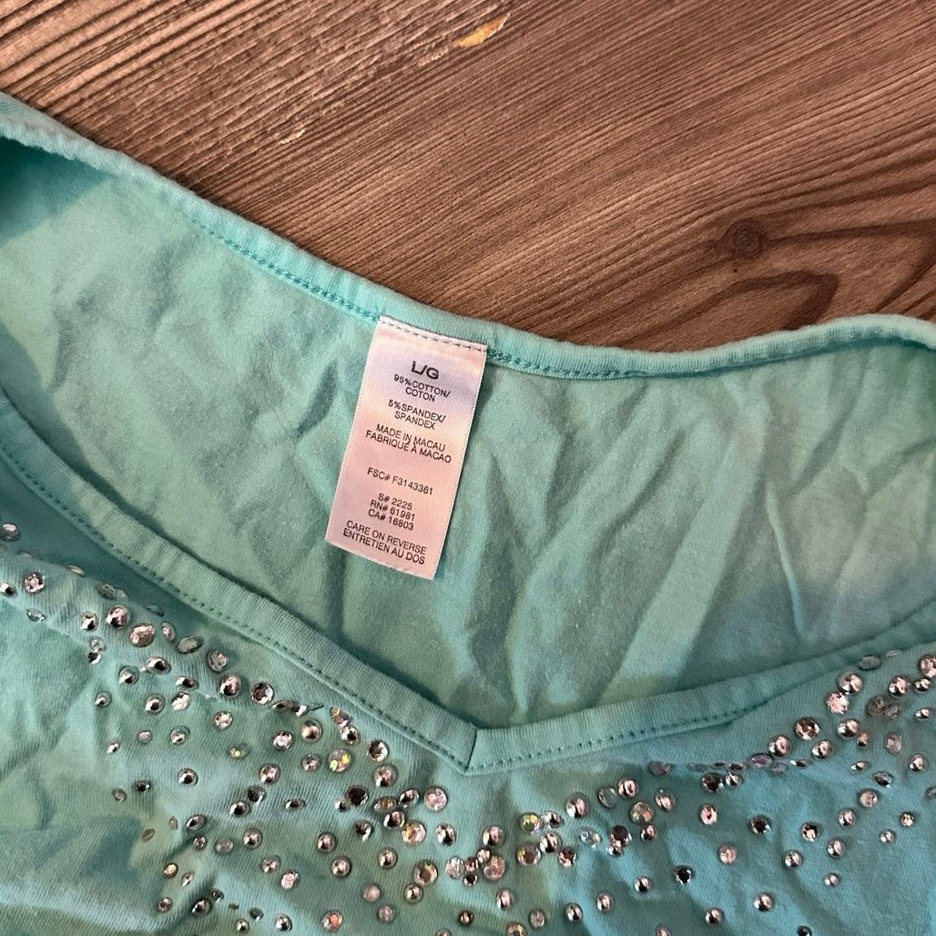 Other stained no brand blue bedazzled tank top Size L / US 10 / IT 46 - 4 Thumbnail