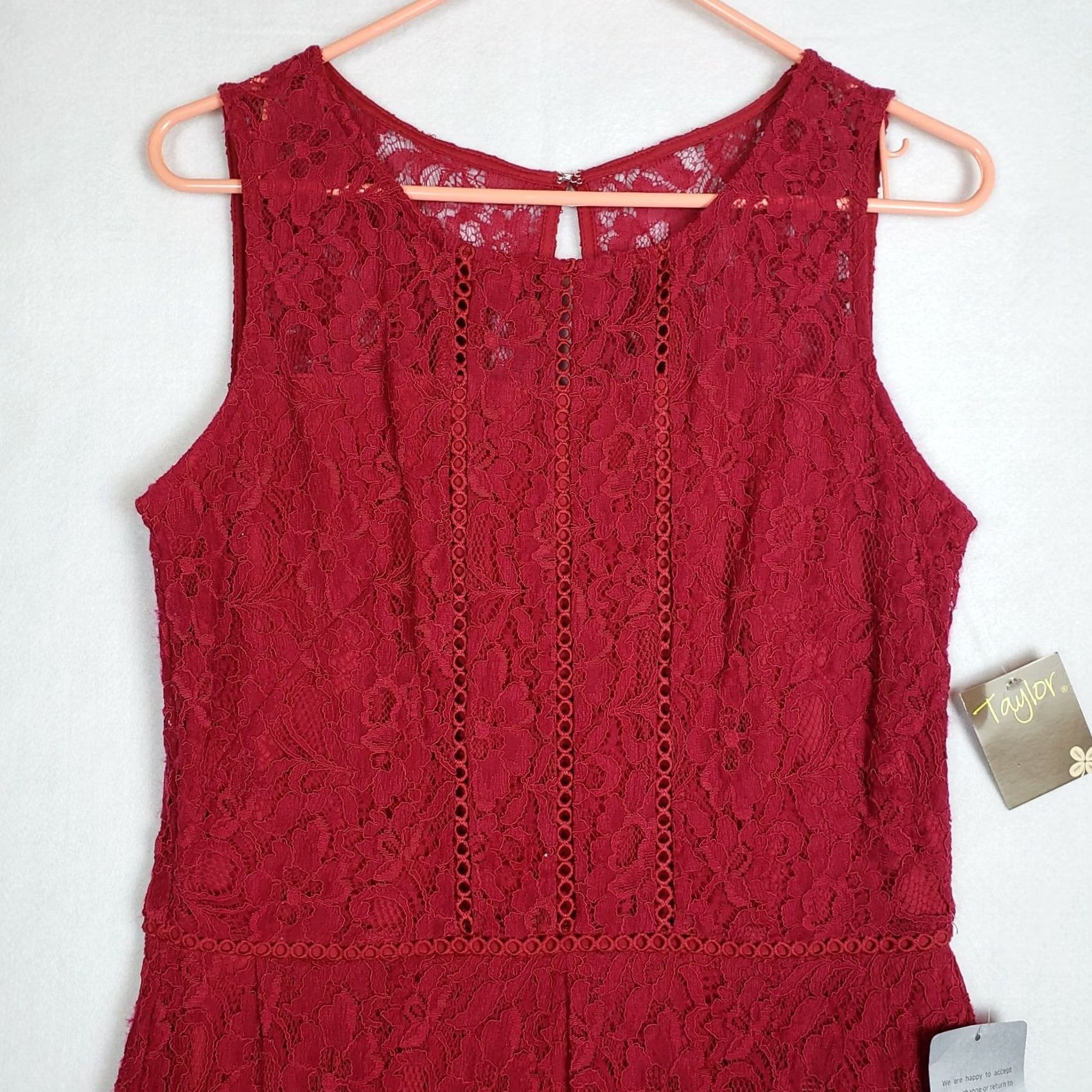 Vintage Taylor Women's Red Floral Sleeveless Lace Dress Size 8 NEW Size M / US 6-8 / IT 42-44 - 7 Thumbnail