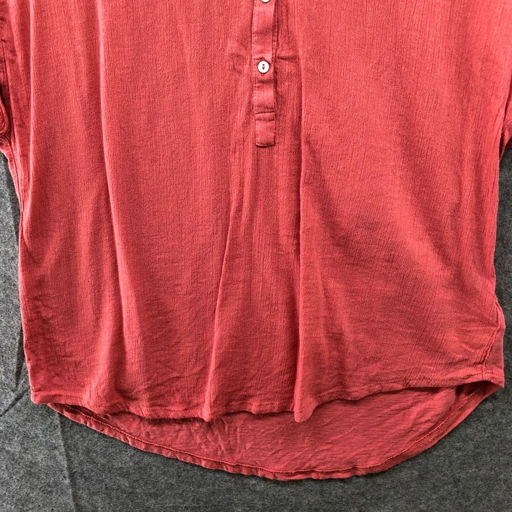 Lucky Brand Lucky Brand Popover Top Womens M Short Sleeve Coral Collared Lightweight Shirt Blouse Casual Slim Relaxed Size M / US 6-8 / IT 42-44 - 4 Thumbnail