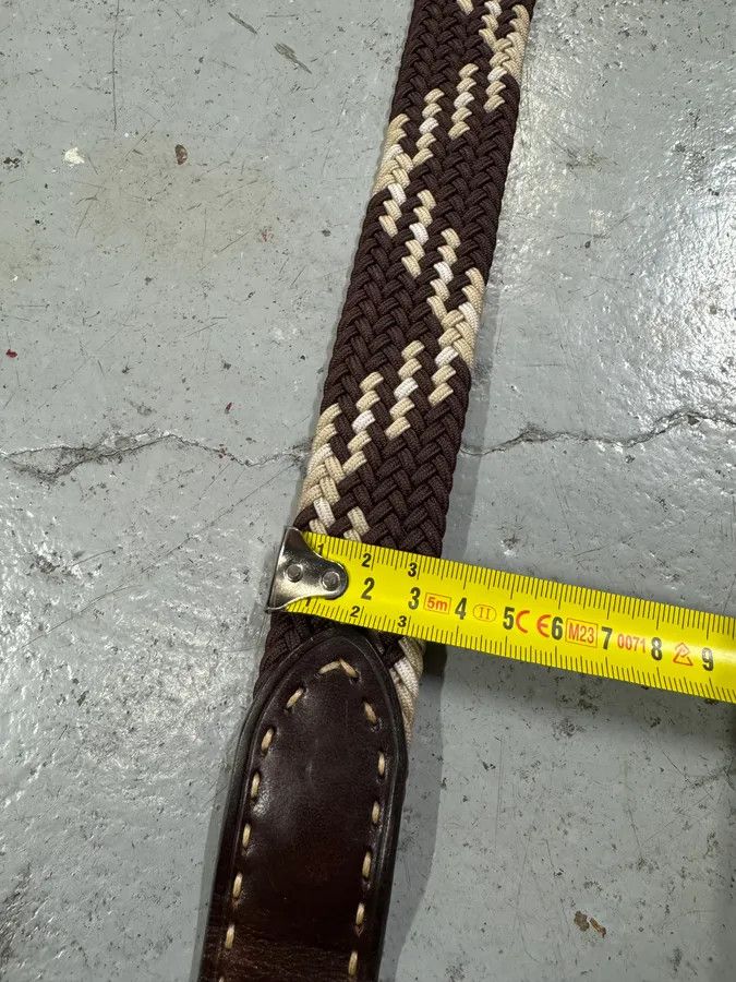 Balmain × Designer × Vintage 2010s Balmain Woven Canva Brown Leather Belt Size ONE SIZE - 8 Thumbnail
