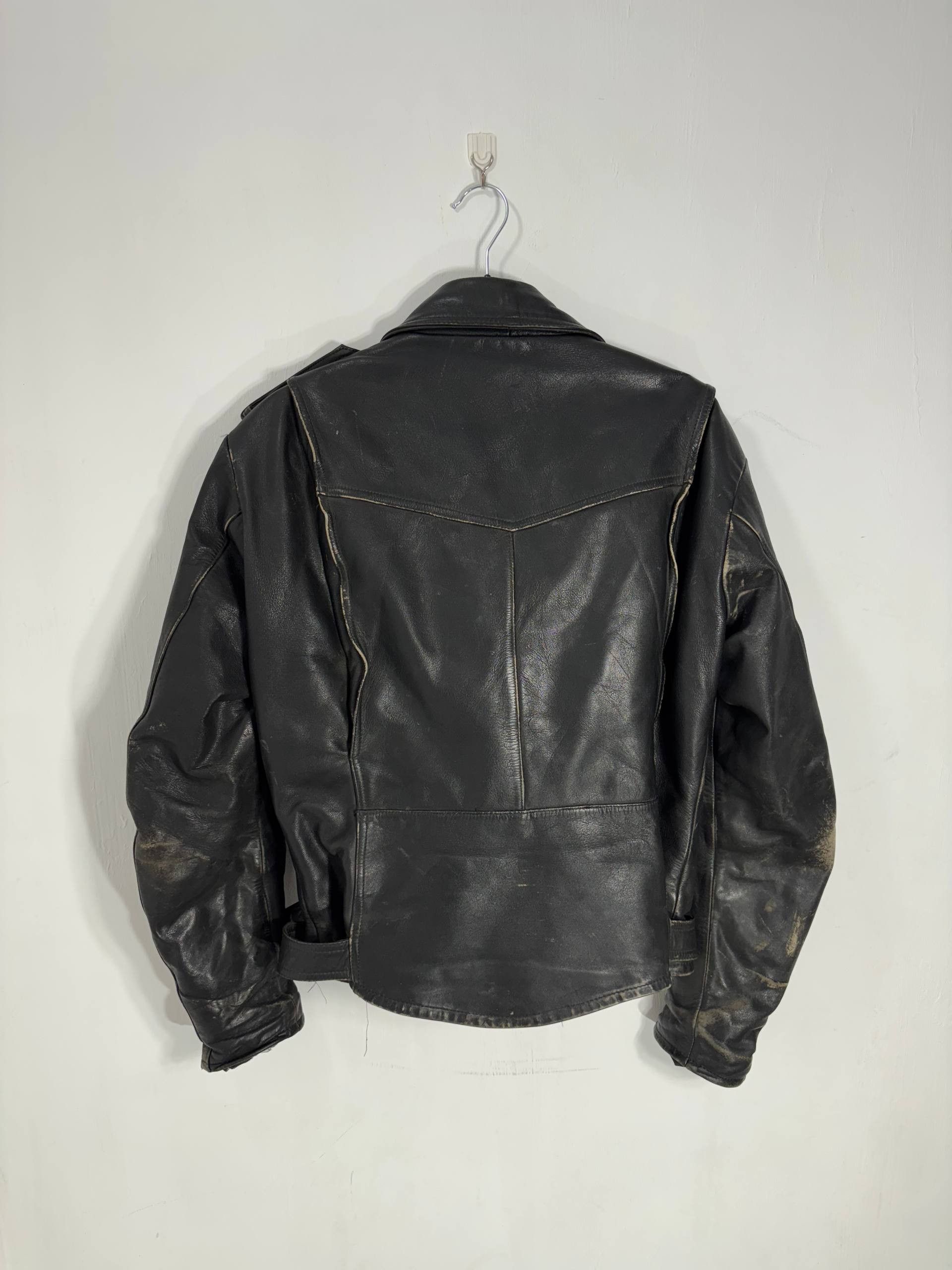 Vintage Vintage IXS Assymetrical Faded Distressed Leather Jacket Size US M / EU 48-50 / 2 - 7 Thumbnail