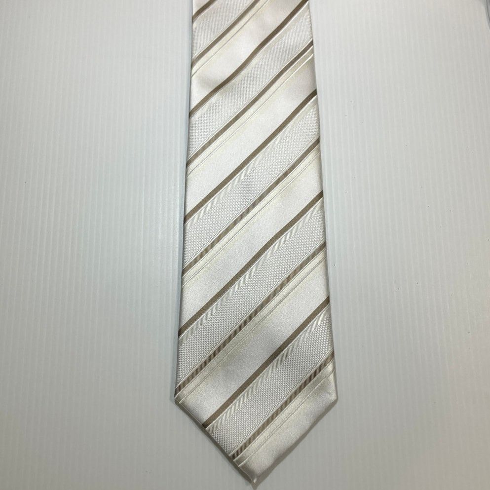 Stafford Stafford White Gold Stripes Wide Long Men Necktie 64” Size ONE SIZE - 1 Thumbnail