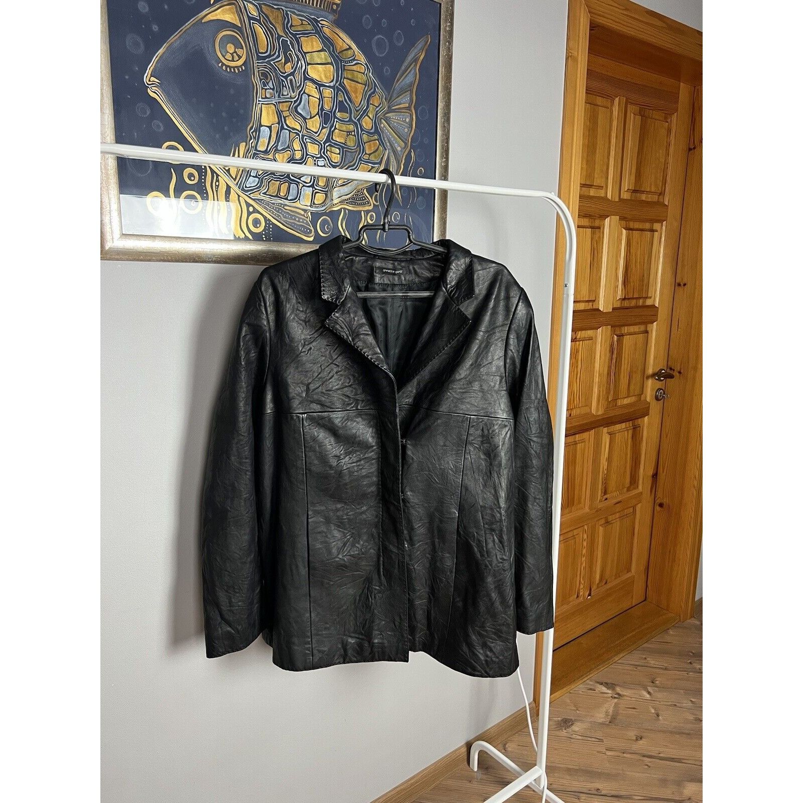 Annette Gortz MINT! Anette Gortz Goertz Women`s Black Long Leather Jacket Size M / US 6-8 / IT 42-44 - 1 Thumbnail