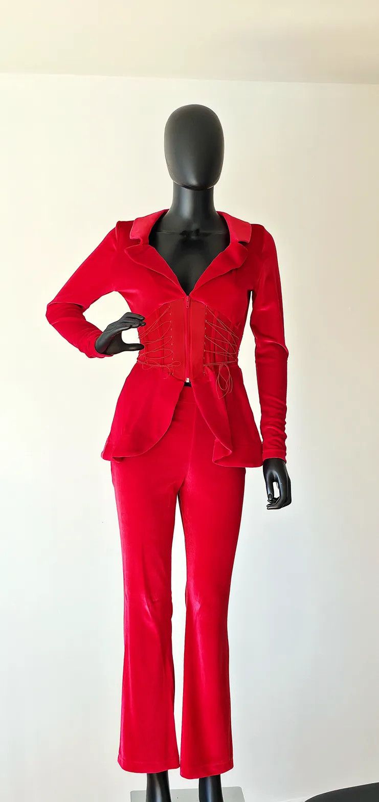 Other Corset Jacket + Flare Pants | Red | Size S Size S / US 4 / IT 40 - 2 Thumbnail