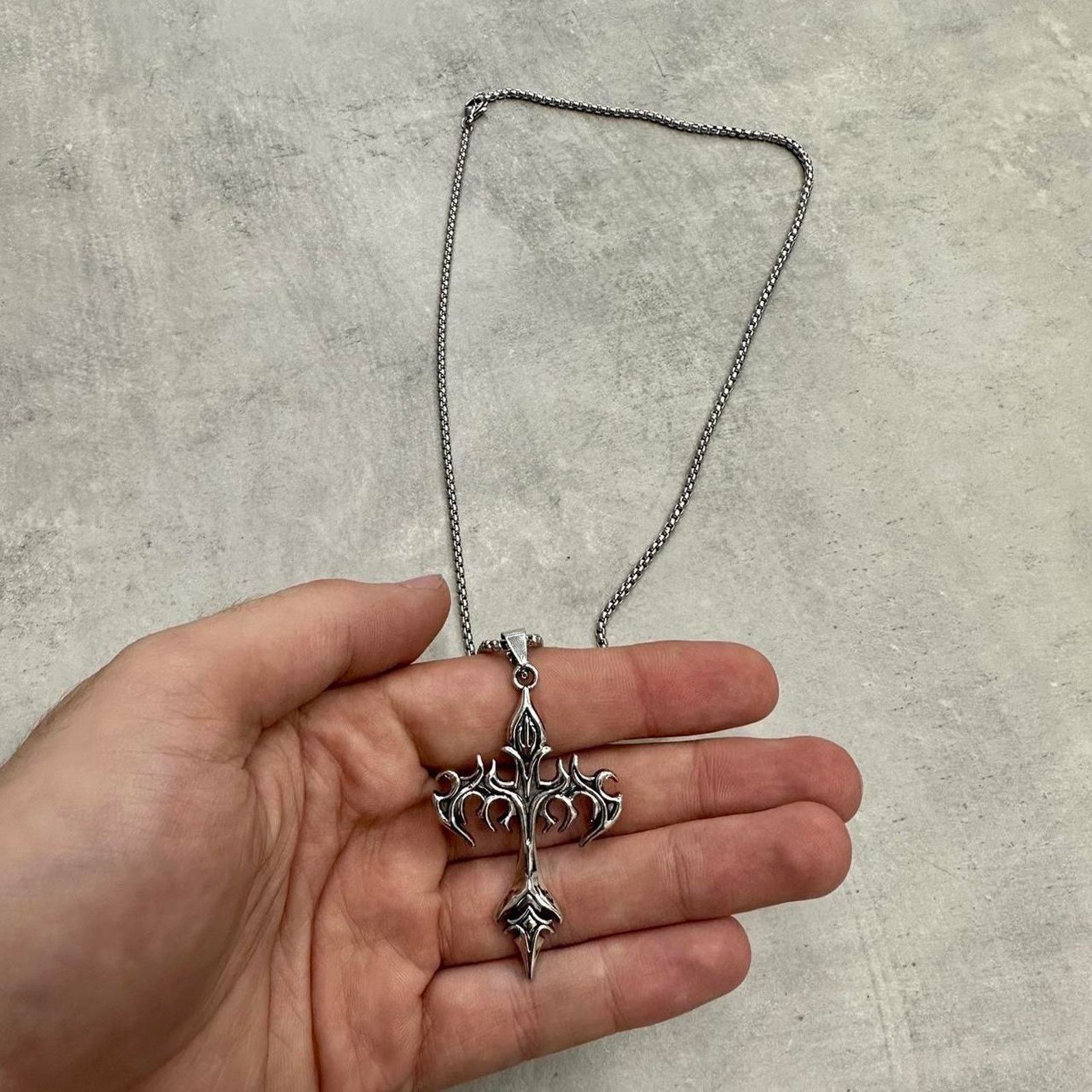 Vintage Y2k silver gothic cross necklace Size ONE SIZE - 2 Thumbnail