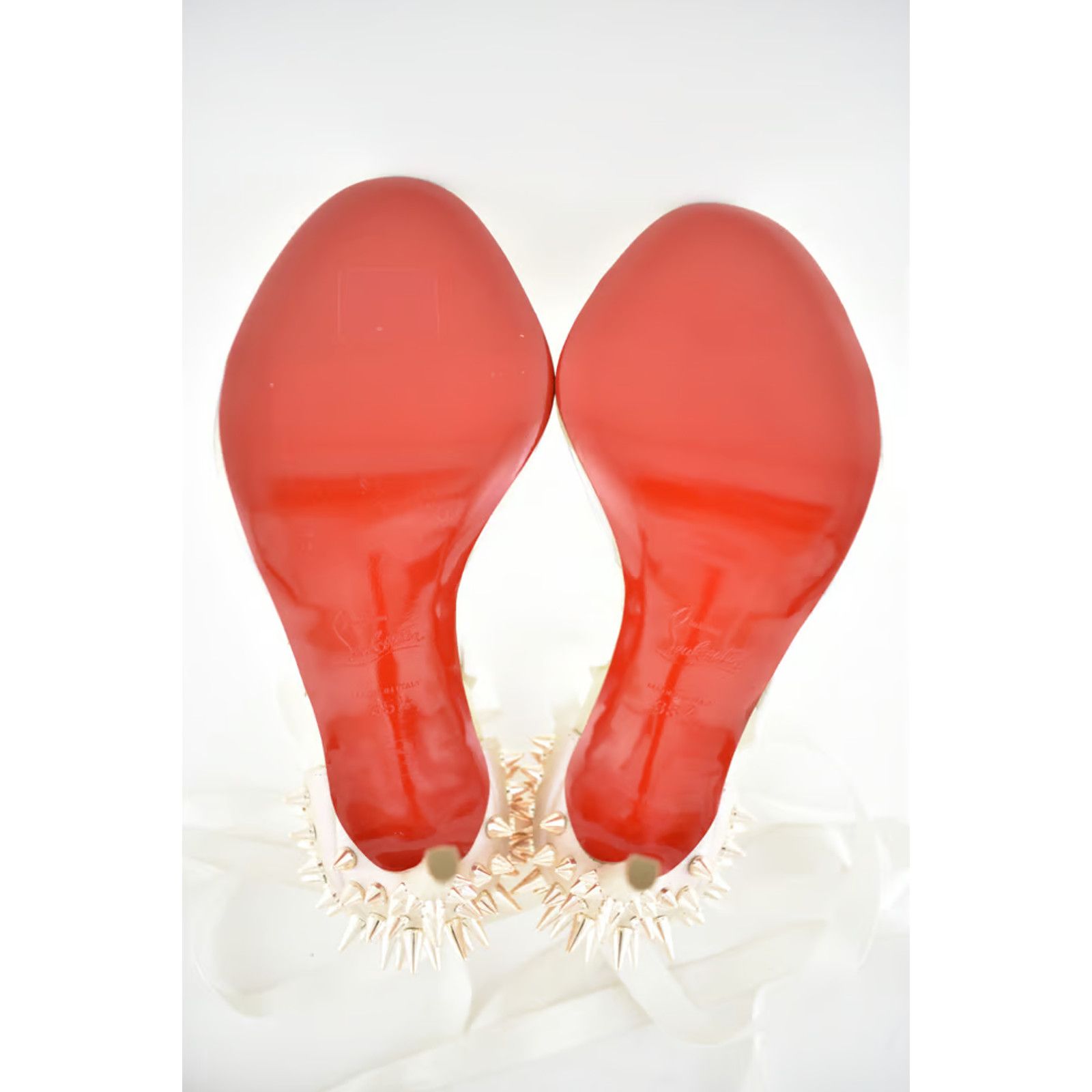 Christian Louboutin Barbarissima 100 Nude Gold PVC Lace Up Sandal Heel Pump 35.5 Size US 5.5 / IT 35.5 - 12 Thumbnail