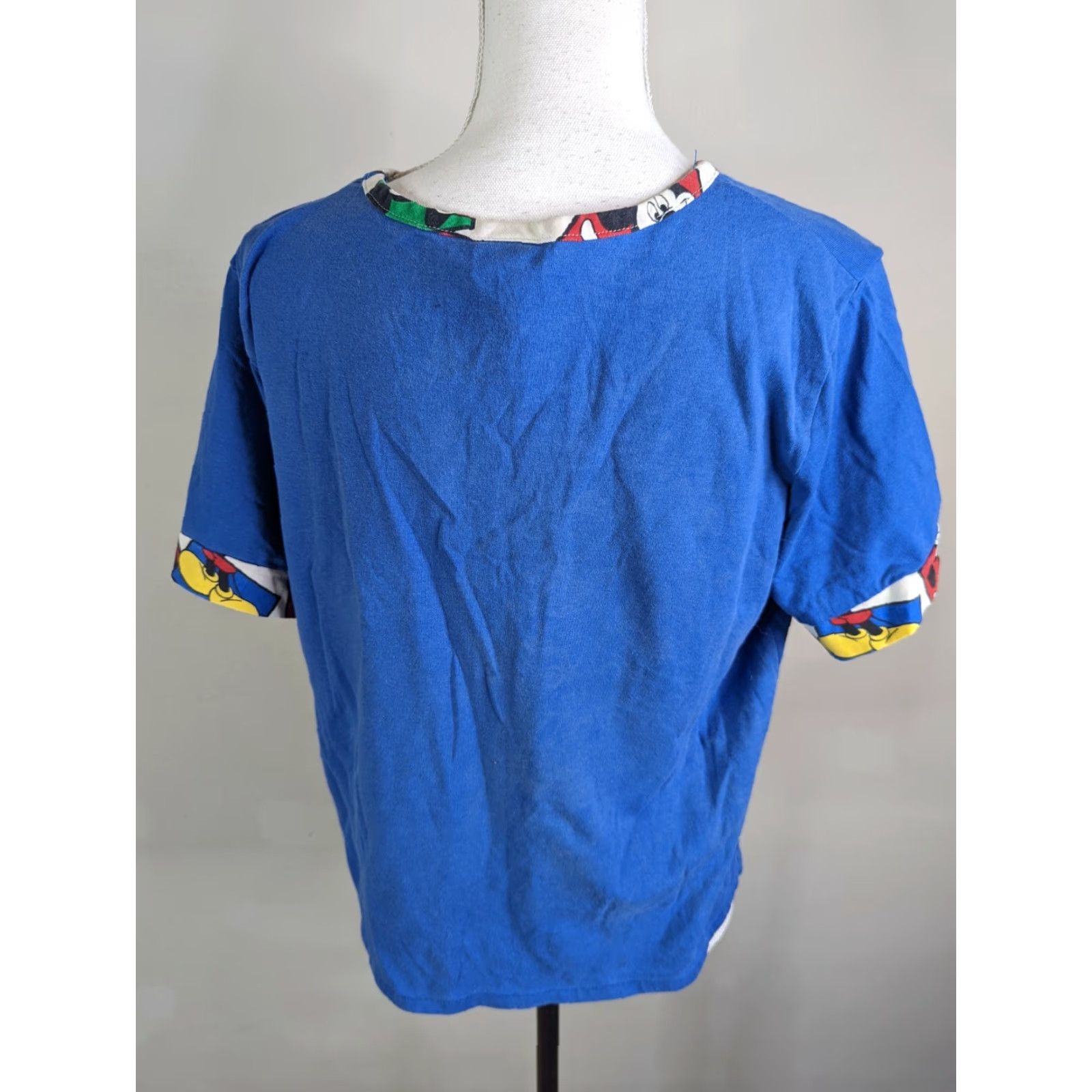 Mickey Unlimited VINTAGE Mickey Mouse Cropped T Shirt USA 90s Women's Size L Crew Neck Short Sleeve Graphic Print Blue Size L / US 10 / IT 46 - 6 Thumbnail