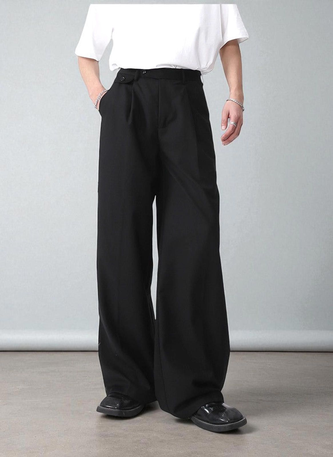 Japanese Brand Wide-Leg Tailored Trousers - High-Waist Architectural Pants Size 28" / US 6 / IT 42 - 2 Thumbnail