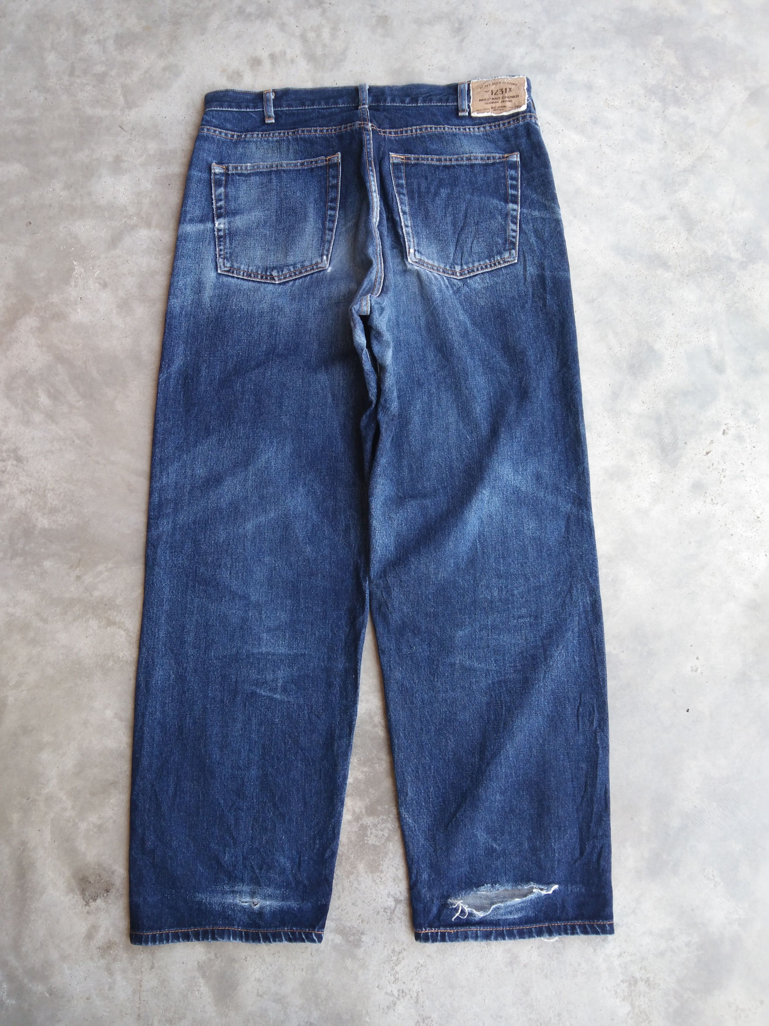 Japanese Brand Vintage Distressed Big John Loose Baggy Jeans 36x31 Size US 36 / EU 52 - 3 Thumbnail