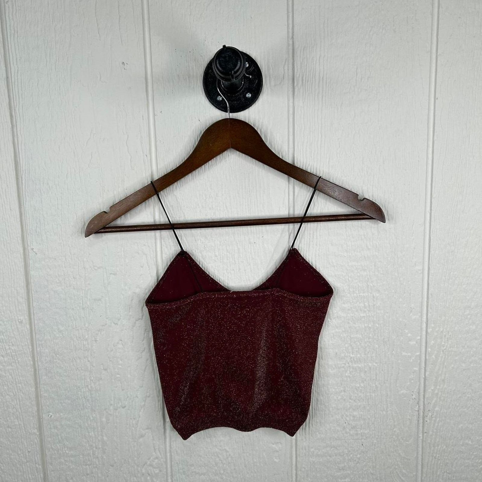 Free People Free People Red Sparkly Cropped Body Con Tank Top X-Small Size XS / US 0-2 / IT 36-38 - 2 Thumbnail