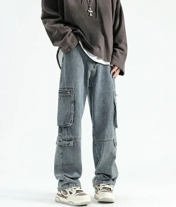 Japanese Brand Washed vintage straight multi-pocket cargo jeans Size US 32 / EU 48 - 5 Thumbnail