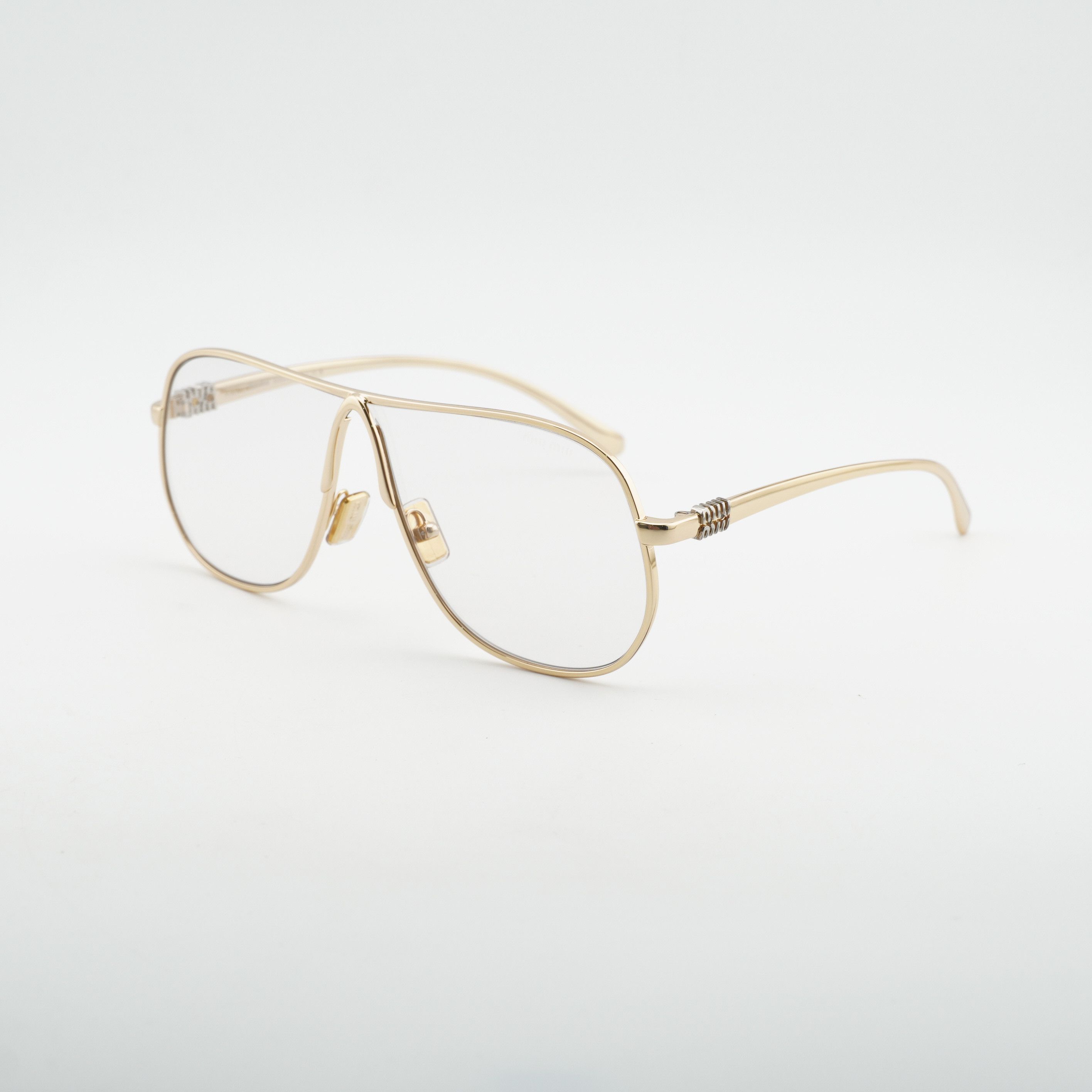 Miu Miu Miu Miu MUA56S 5AK08N Sunglasses Gold Geometric Frame Size ONE SIZE - 1 Thumbnail