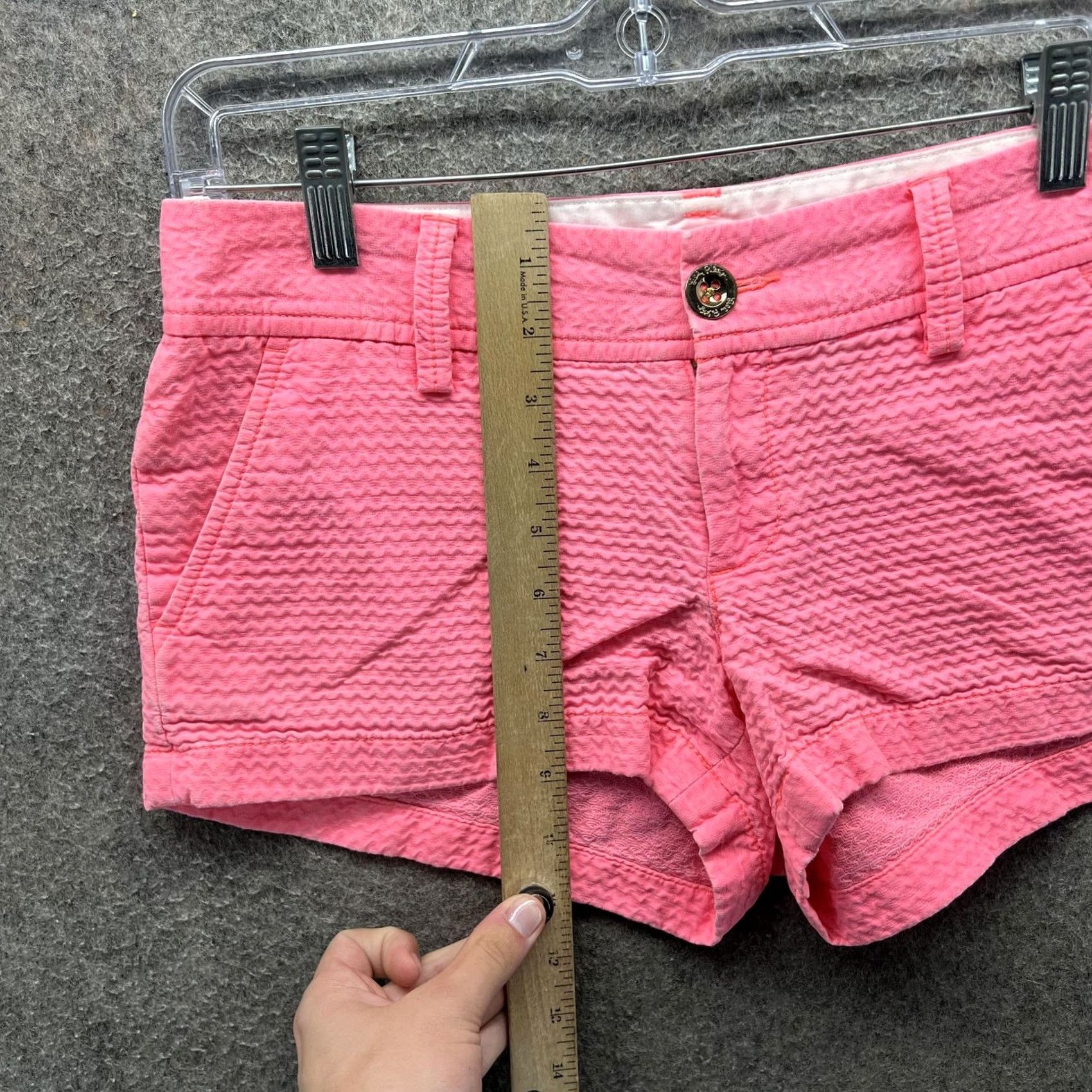 Lilly Pulitzer VINTAGE Lilly Pulitzer Shorts Womens 2 Walsh Seersucker Chino Pink Casual Summer Womens Size 26" / US 2 / IT 38 - 3 Thumbnail