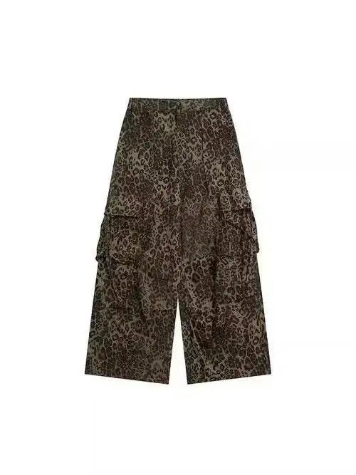 VIBE Leopard Baggy Wide Leg Pants Size US 32 / EU 48 - 4 Thumbnail