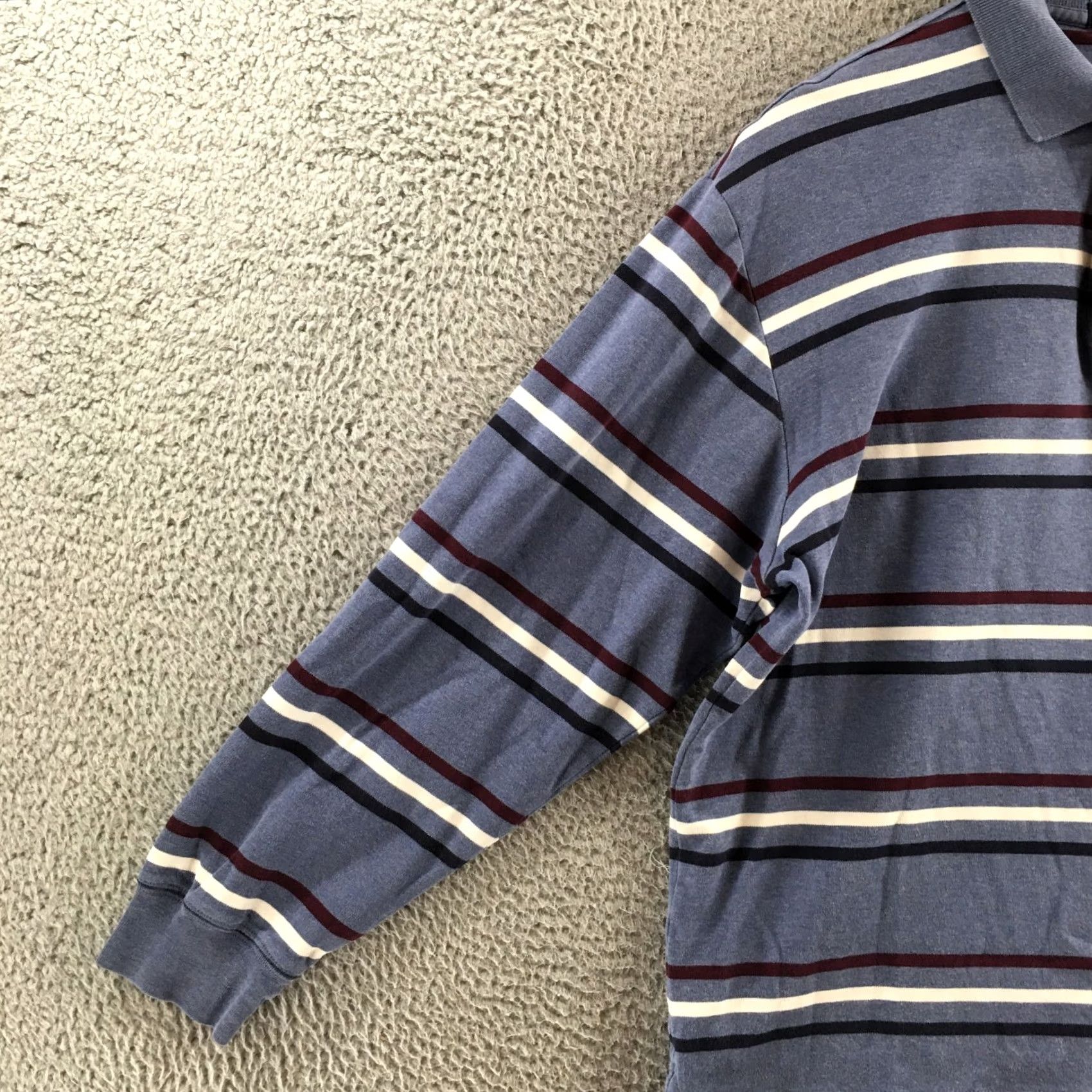 Nautica Nautica Long Sleeve Polo Shirt Men M Blue Stripe Cotton Collared Casual Pullover Size US M / EU 48-50 / 2 - 4 Thumbnail