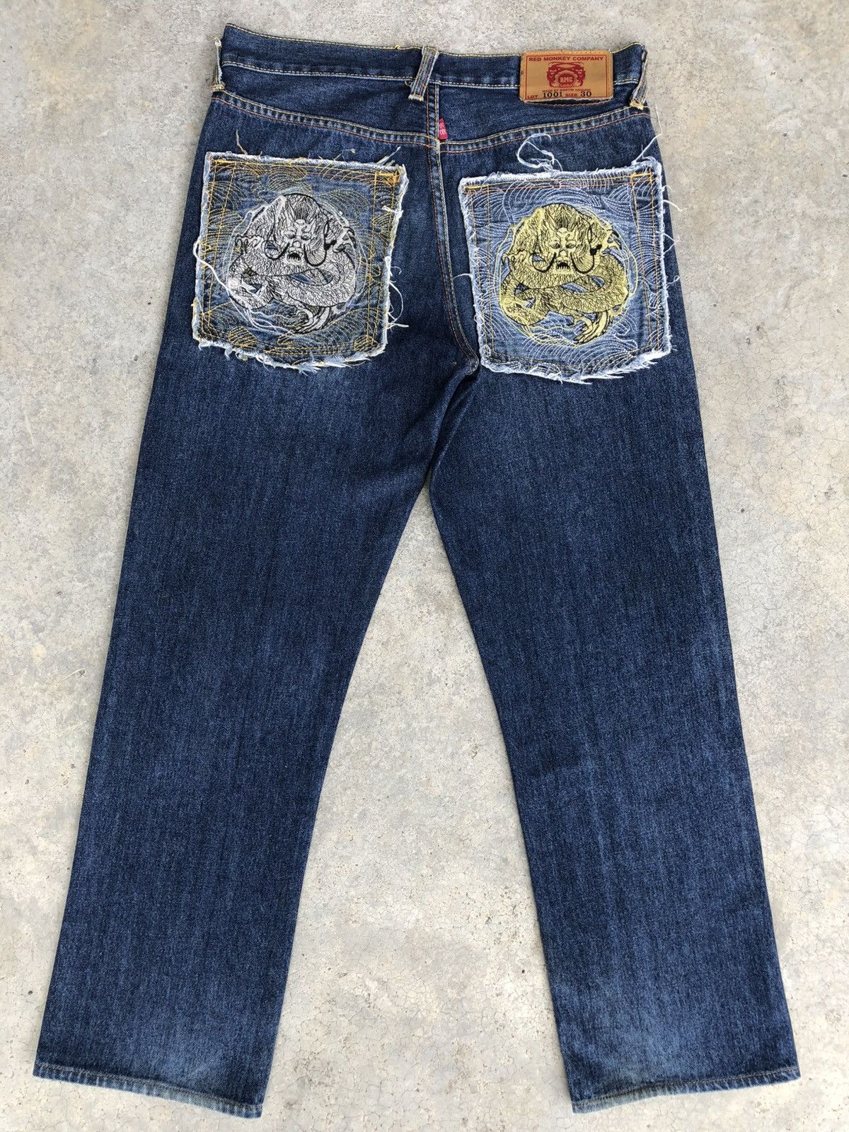 RMC Jeans Red Monkey Company Embroidered Jeans Distressed Size US 31 - 1 Thumbnail