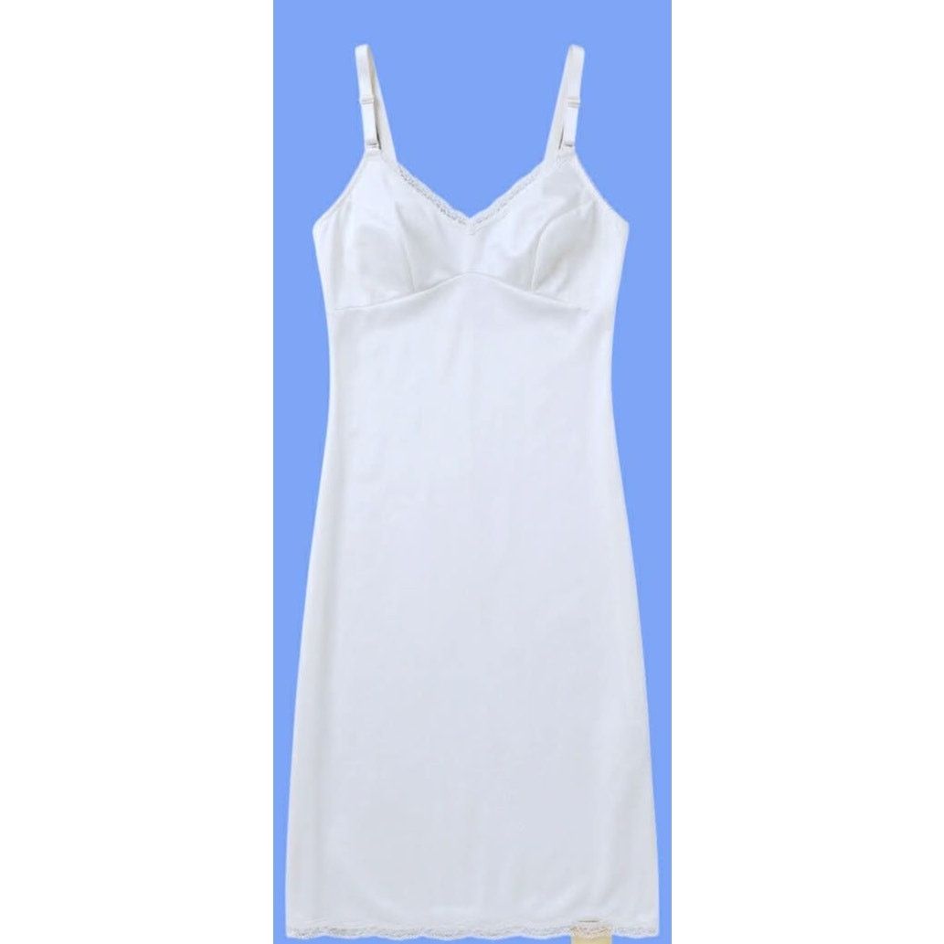Other Vintage White Slip Dress Lace Trim Midi Lingerie S/M Size M / US 6-8 / IT 42-44 - 1 Thumbnail