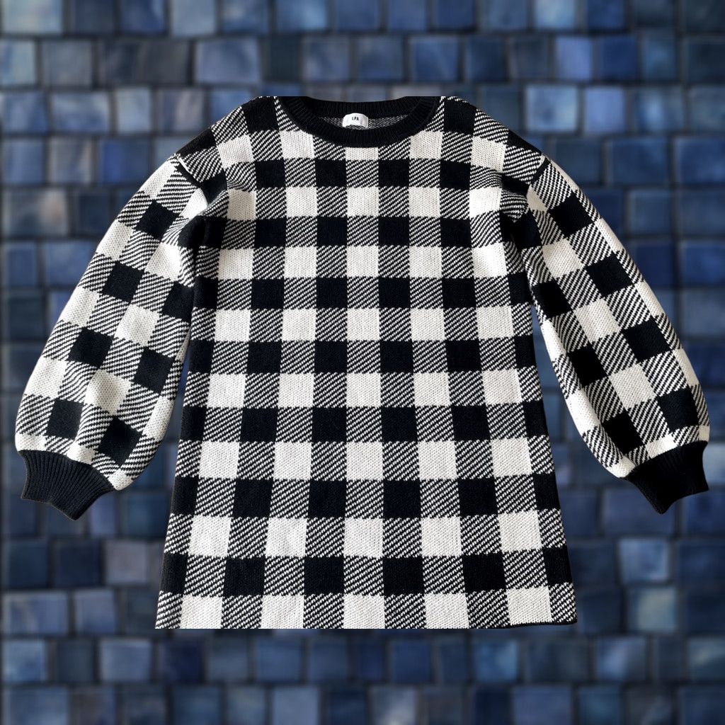 Vintage LPA Plaid Gingham Knit Mini Sweater Dress Womens Small Balloon Sleeve Size S / US 4 / IT 40 - 1 Thumbnail