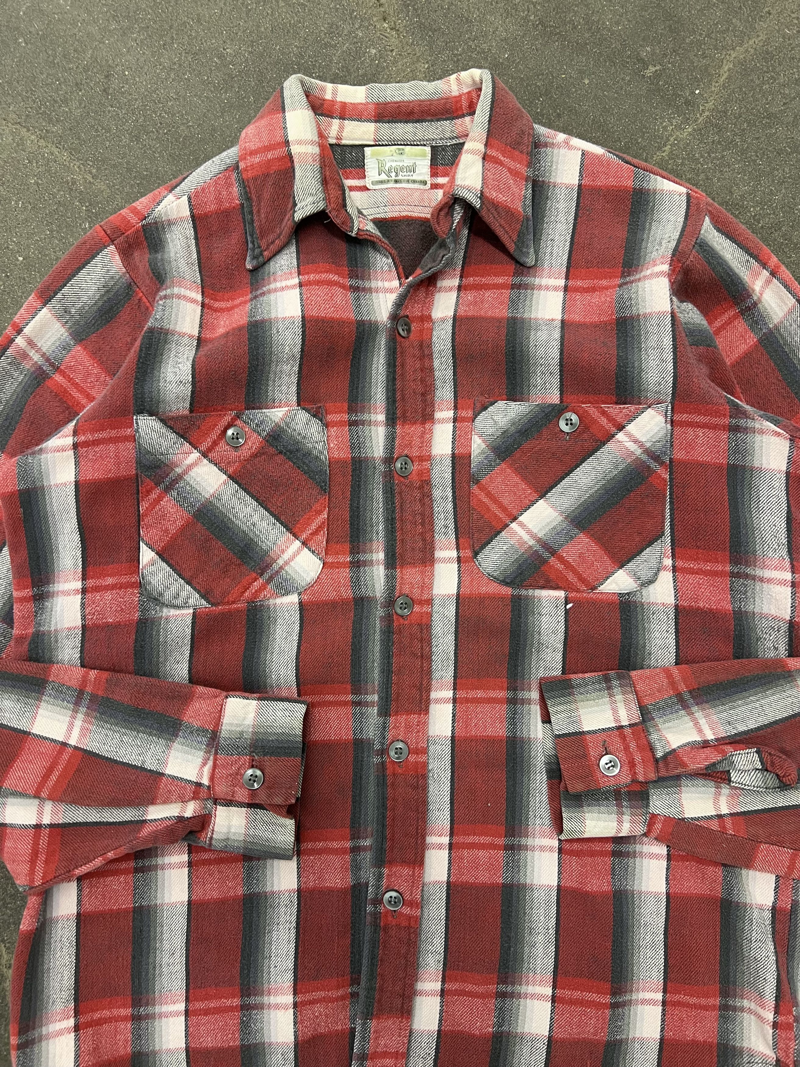 Vintage VTG 1970's Regent Plaid Cotton Flannel Shirt Size US L / EU 52-54 / 3 - 2 Thumbnail