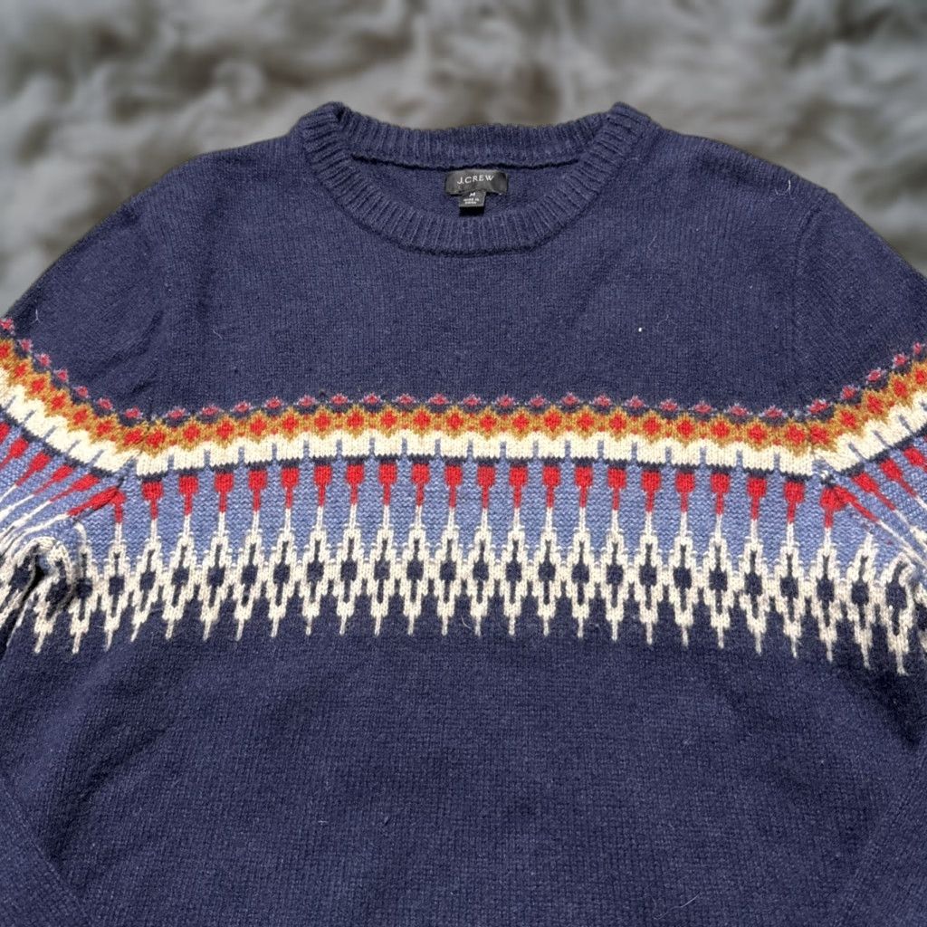 J.Crew J.CREW Sweater Mens M Blue Fair Isle Nautical Crewneck Knit Wool Pullover Regular Size Type" Size US M / EU 48-50 / 2 - 1 Thumbnail