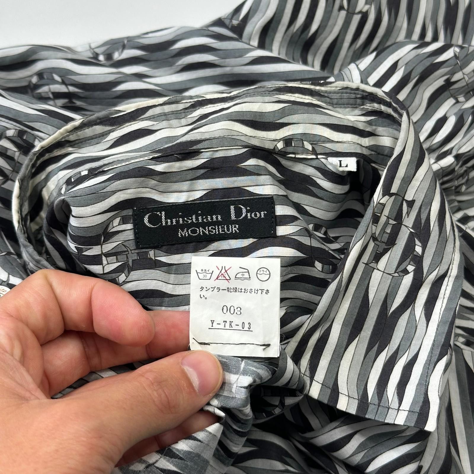 Dior Christian Dior Monsieur 90 Optical Illusion Logo Shirt L/XL Size ONE SIZE - 5 Thumbnail