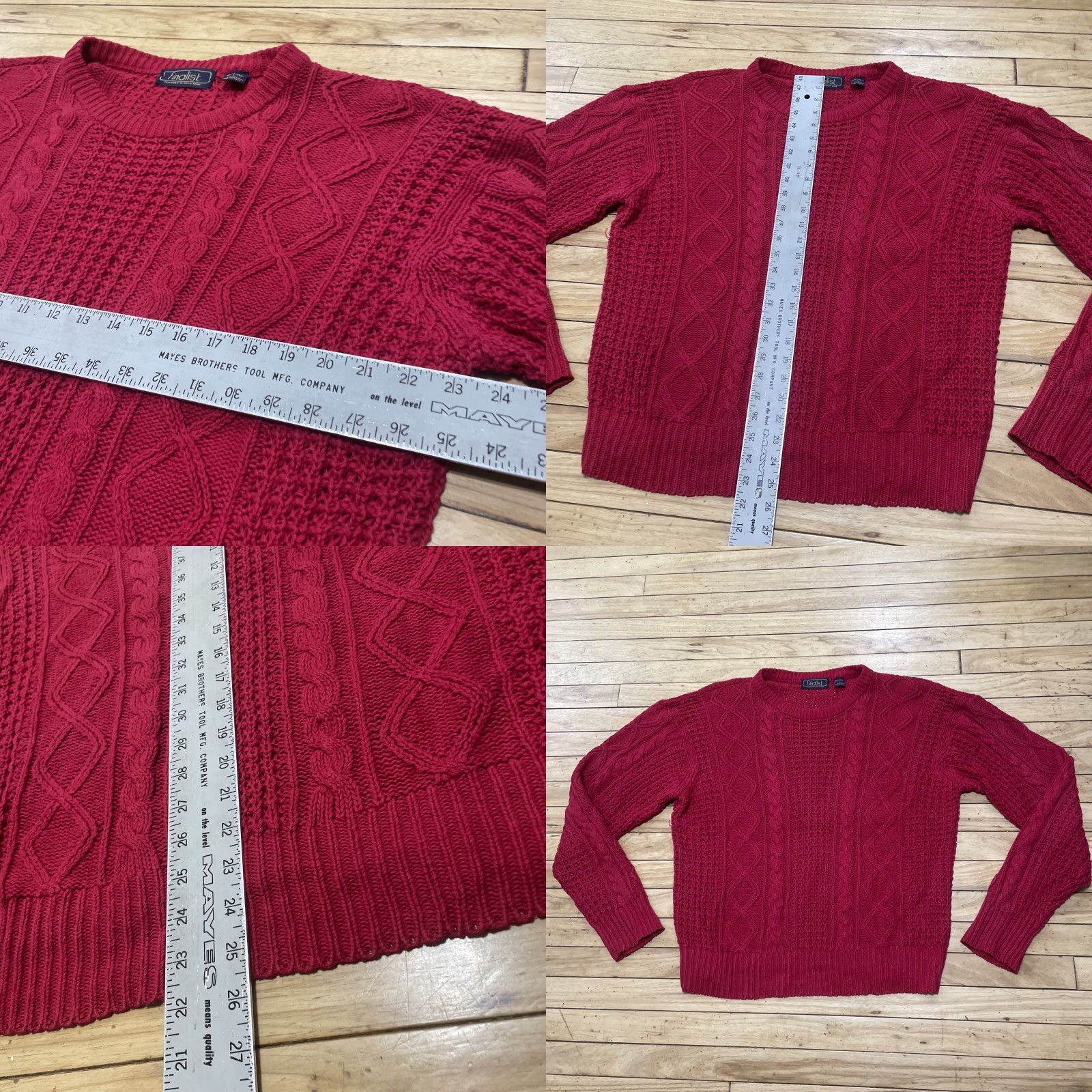 Vintage VINTAGE Finalist Fisherman Sweater Men L Linen Red Christmas Holliday Cable Knit Vtg 90s Shirt Size US L / EU 52-54 / 3 - 8 Thumbnail