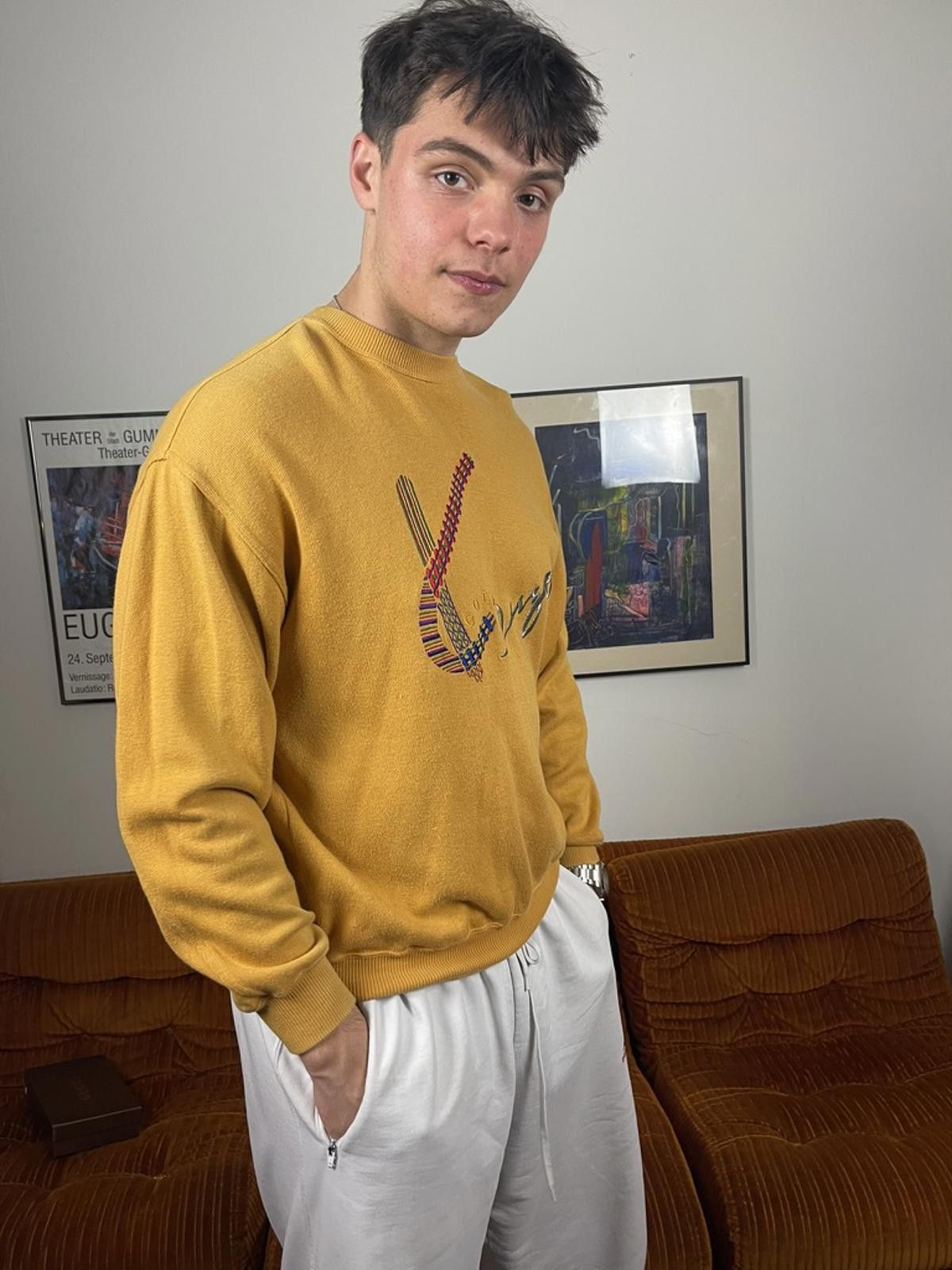 Kenzo Kenzo - Mustard Yellow Embroidered Sweater Size US M / EU 48-50 / 2 - 3 Thumbnail