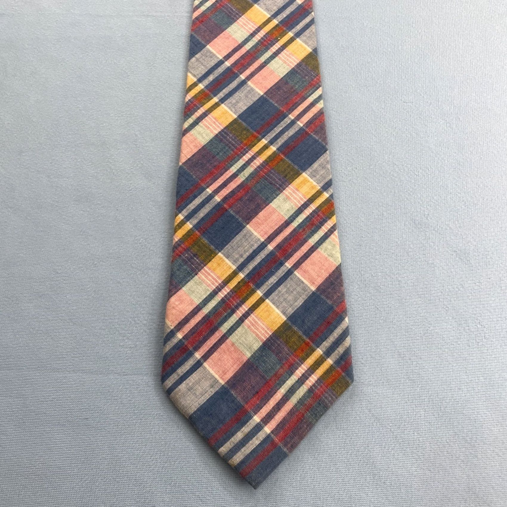 Jos. A. Bank VINTAGE Jos. A Bank Collect Cotton Hand-Made USA Plaid Tie Texture Vtg Necktie 4x58" Cap Size ONE SIZE - 5 Thumbnail
