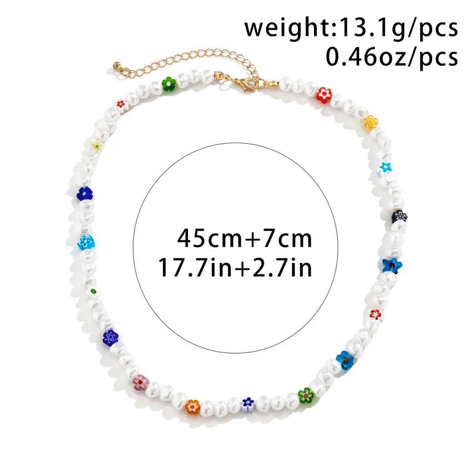 Other Colorful Acrylic Small Flower Short Collar Necklace Size ONE SIZE - 3 Thumbnail
