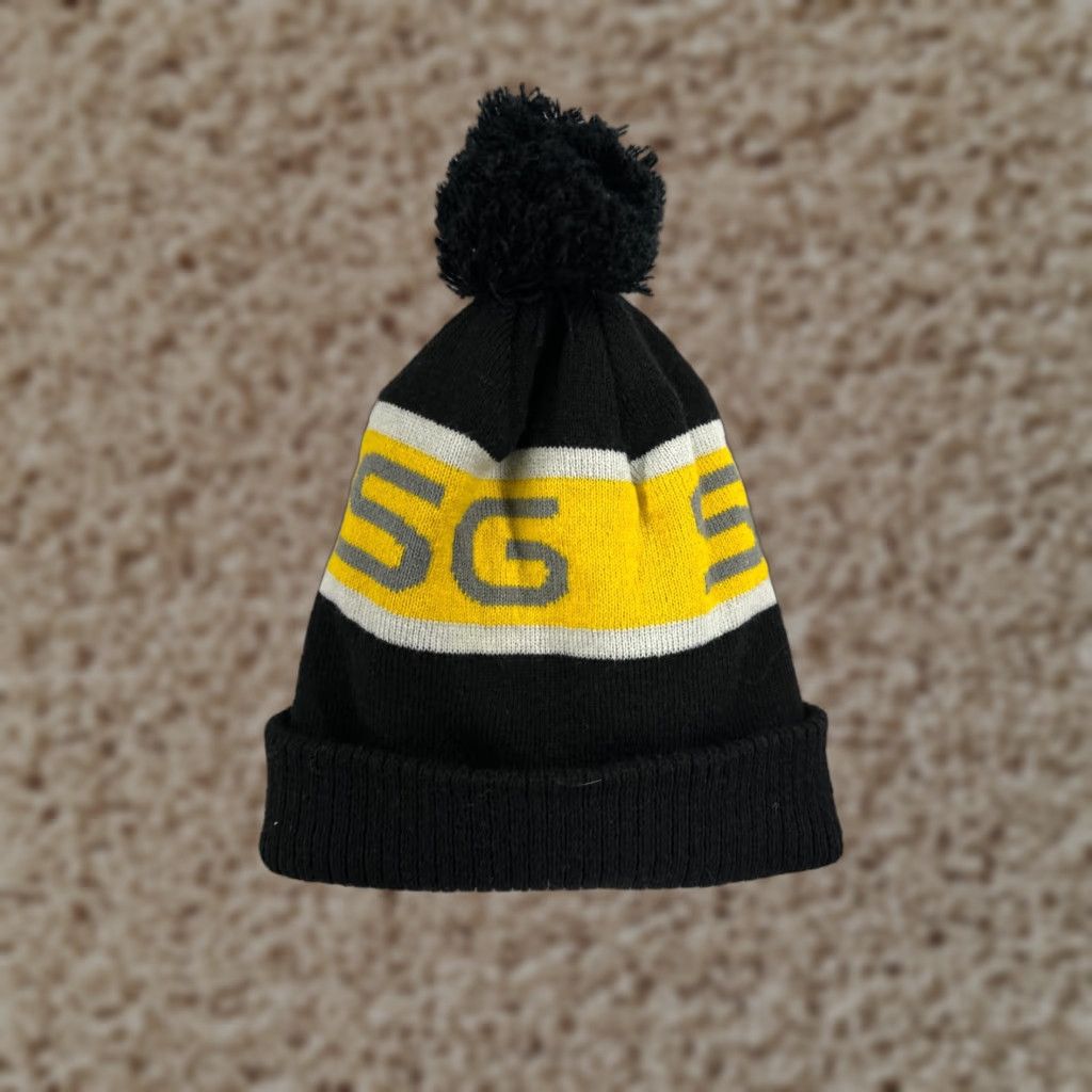 Champion Champion Beanie Adult One Size Black Yellow Knit 100% Acrylic Pom Ski Winter Mens Beanie Size ONE SIZE - 1 Thumbnail