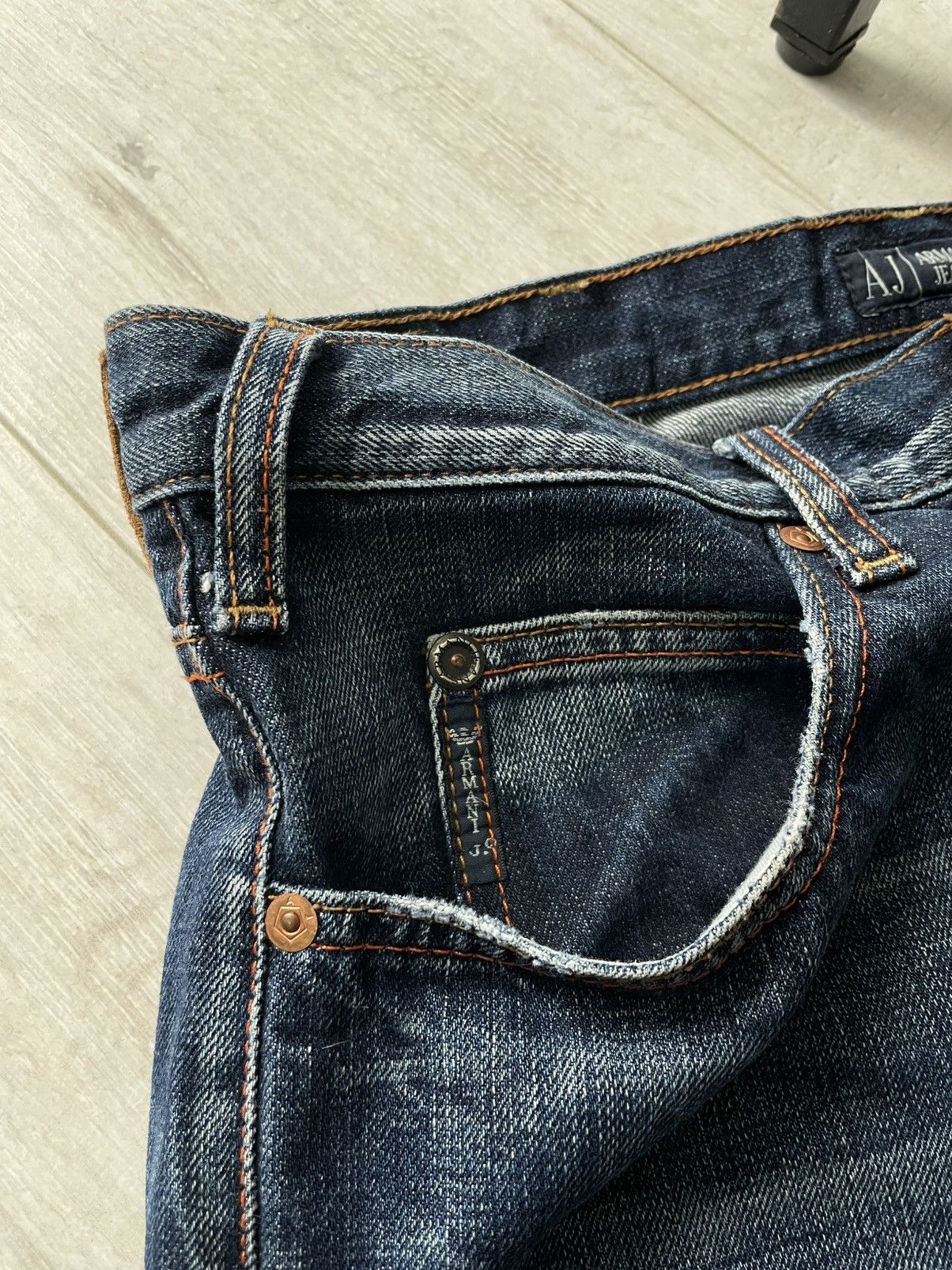 Armani Vintage 00’s Armani Jeans Denim Indigo Y2K Metal Logo RARE Size 30" / US 8 / IT 44 - 6 Thumbnail