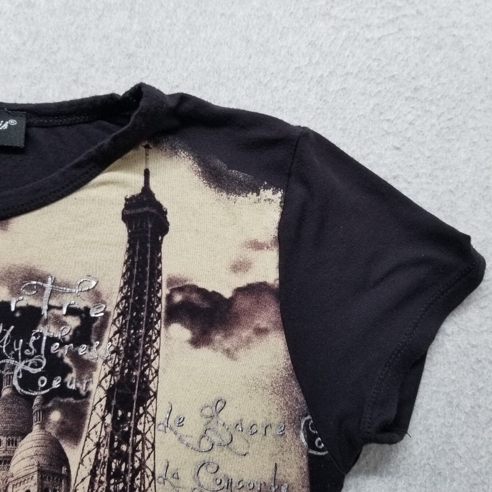 Other Hello Paris Shirt Womens 3 Black Crew Neck Short Sleeve Size S / US 4 / IT 40 - 3 Thumbnail