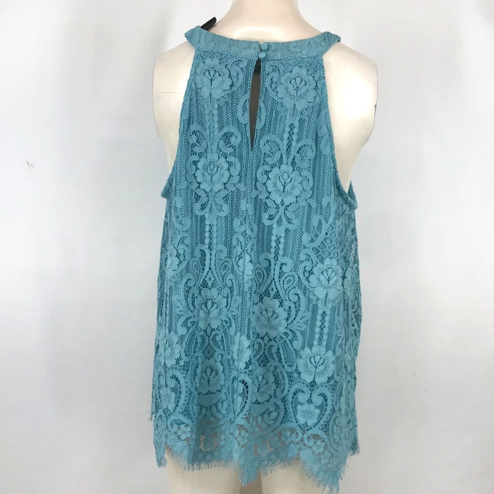 Torrid Torrid Women's 00 Blue Lace Mock Neck Rayon Blend Top Blouse Size XXS / US 00 / IT 34 - 3 Thumbnail