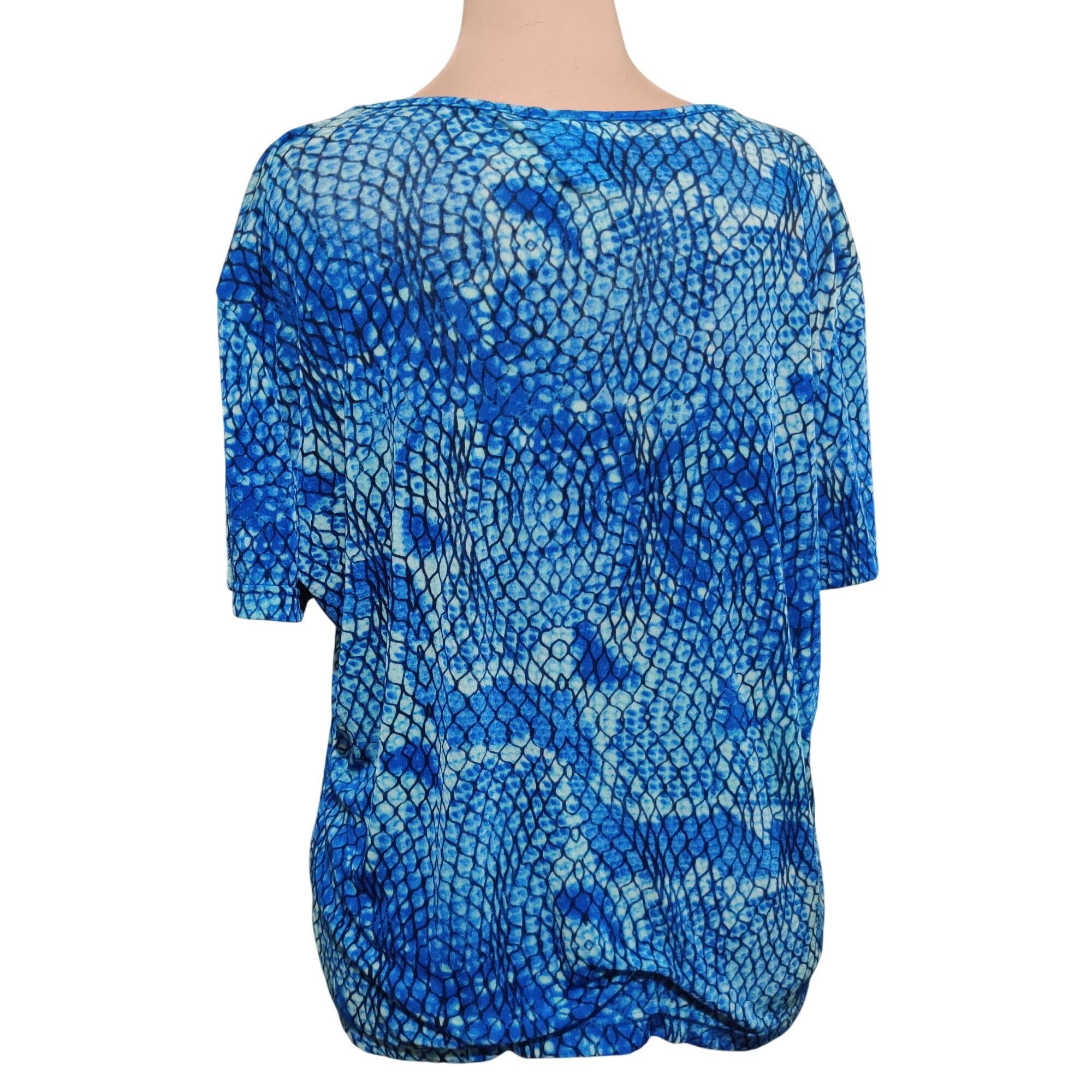 Other Jaclyn Smith XL Blue Snake Reptile Print Stretchy Top Bold Y Size XL / US 12-14 / IT 48-50 - 4 Thumbnail