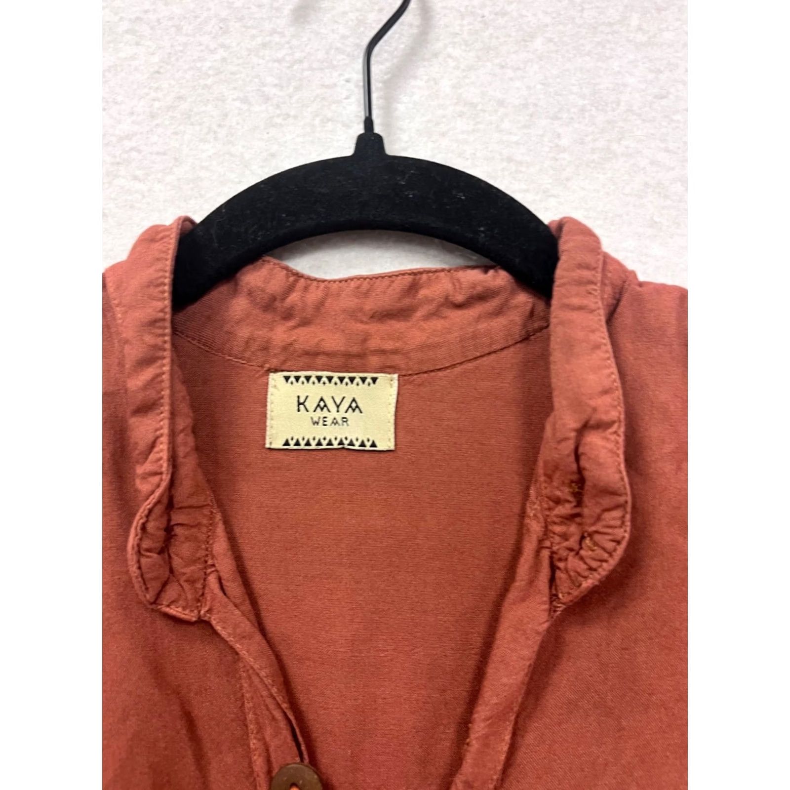 Rusty Kaya Wear Button-Up Tunic Shirt In Rust Color 3/4 Sleeve L Women Blouse Casual Summer Spring Fall Womens Like New Size L / US 10 / IT 46 - 3 Thumbnail