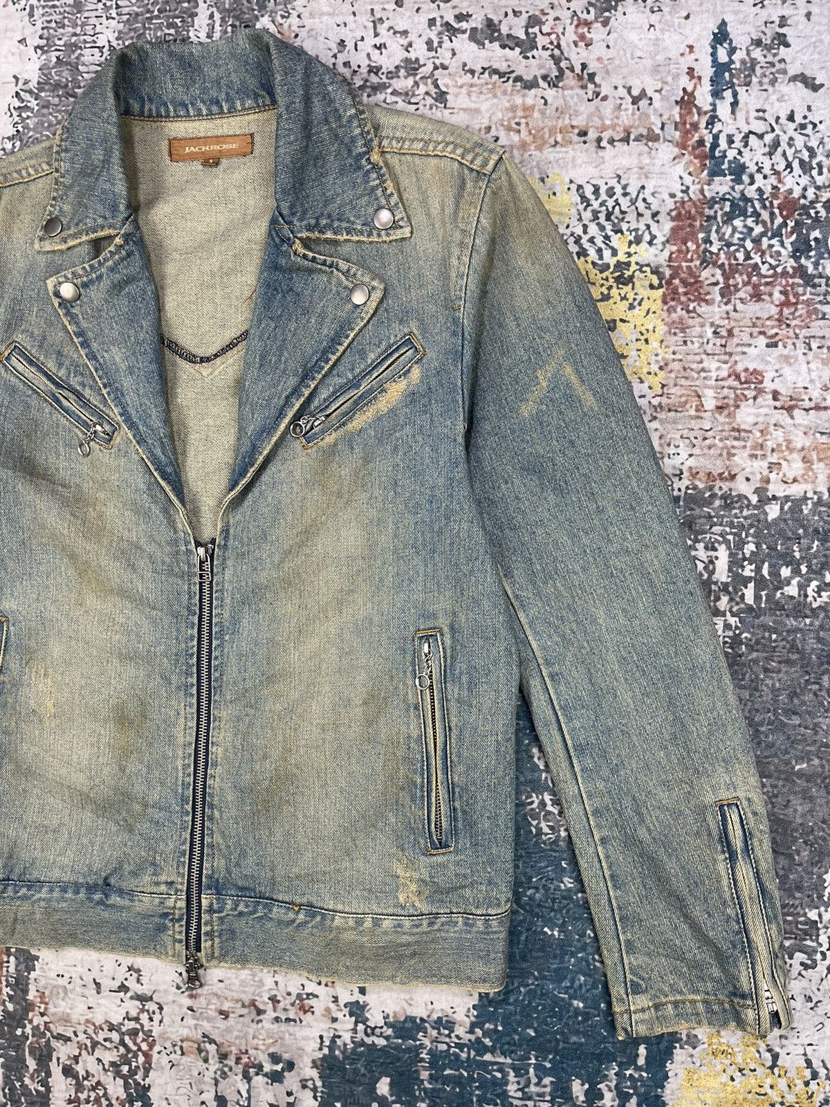 JACKROSE Jackrose Distressed Denim Biker Jackets Size US S / EU 44-46 / 1 - 3 Thumbnail