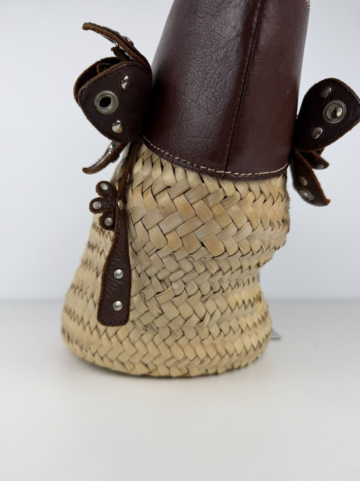 Miu Miu Vintage 90s archive miu miu raffia and leather tote bag Size ONE SIZE - 16 Thumbnail