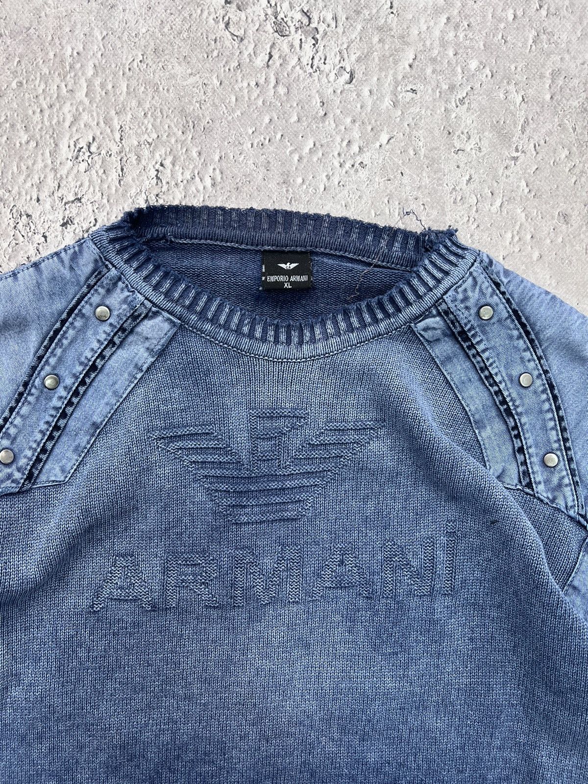 Emporio Armani × Vintage EMPORIO ARMANI 90s Slimfit Ribbed Knitted Sweater y2k Size US XL / EU 56 / 4 - 4 Thumbnail