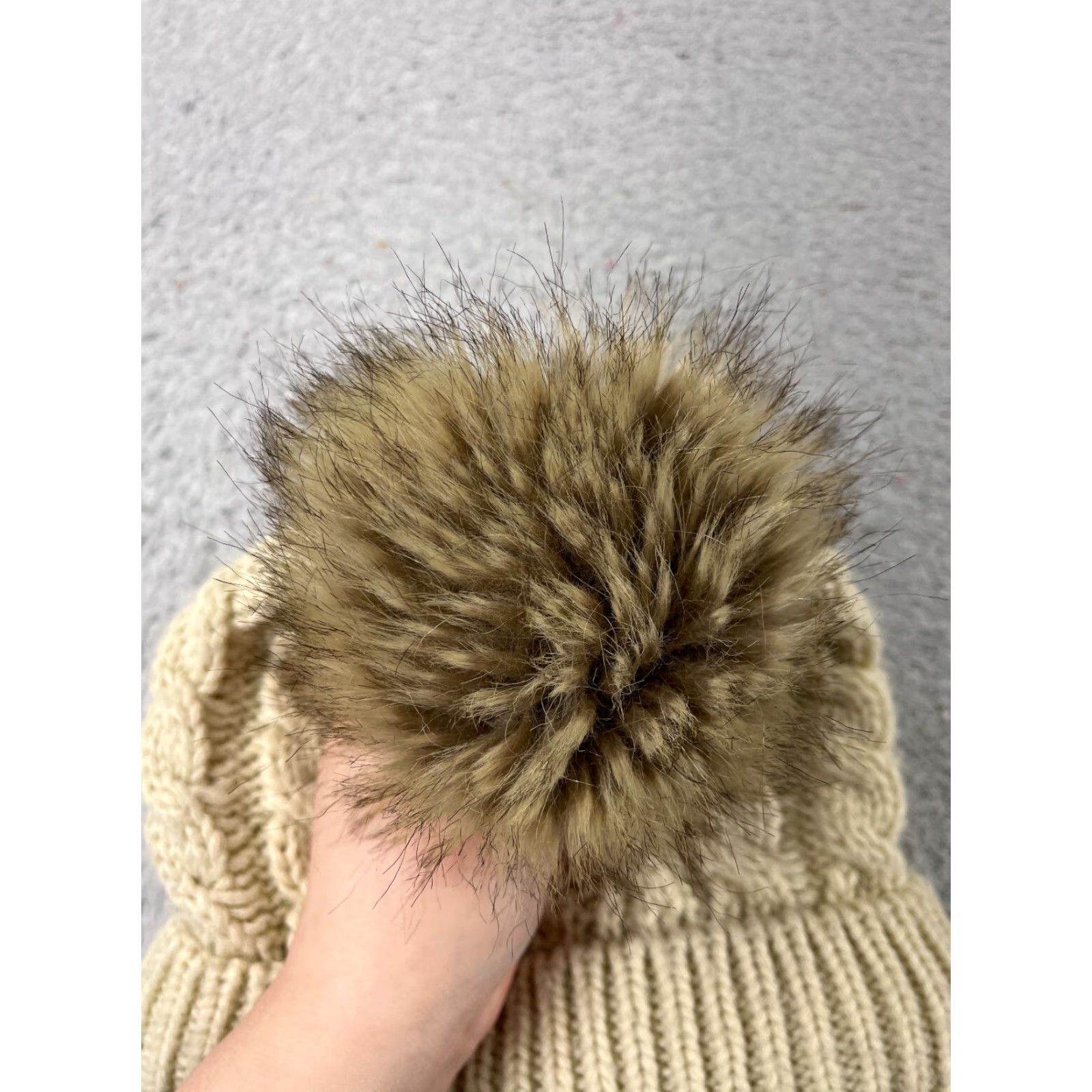 Vintage Womens Beanie Toque Ivory Cable Knit Cotton Blend Lined Winter Ski Pom One Size The Zenco Hat/Cap Men/Women Accessories Size ONE SIZE - 2 Thumbnail