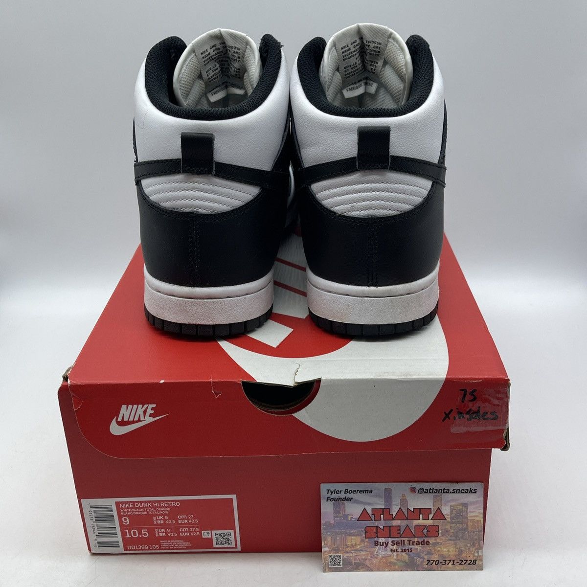 Nike Dunk high black white Size US 9 / EU 42 - 3 Thumbnail