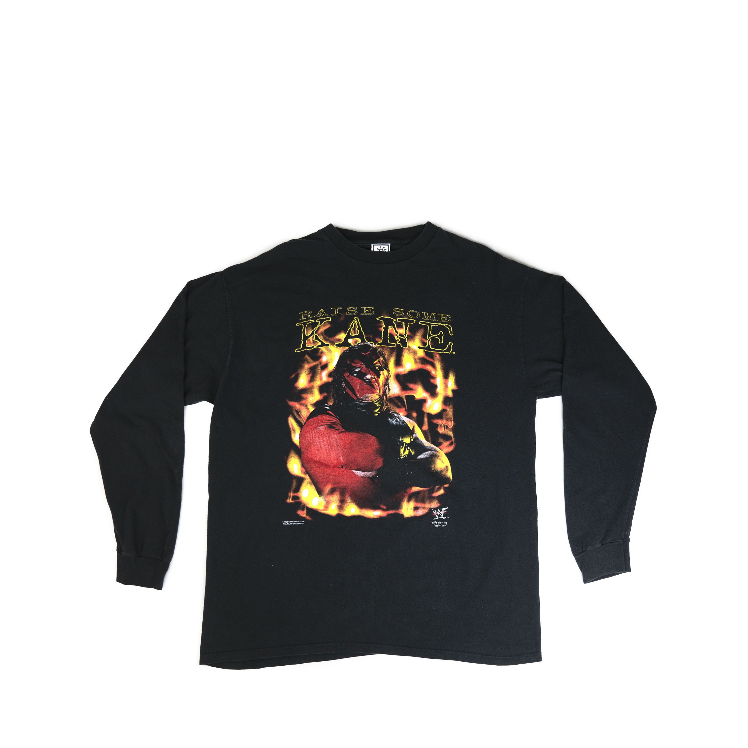 Vintage × WWE × WWF Vintage 1998 WWF Kane Burn Baby Burn Long Sleeve Size US XL / EU 56 / 4 - 1 Thumbnail