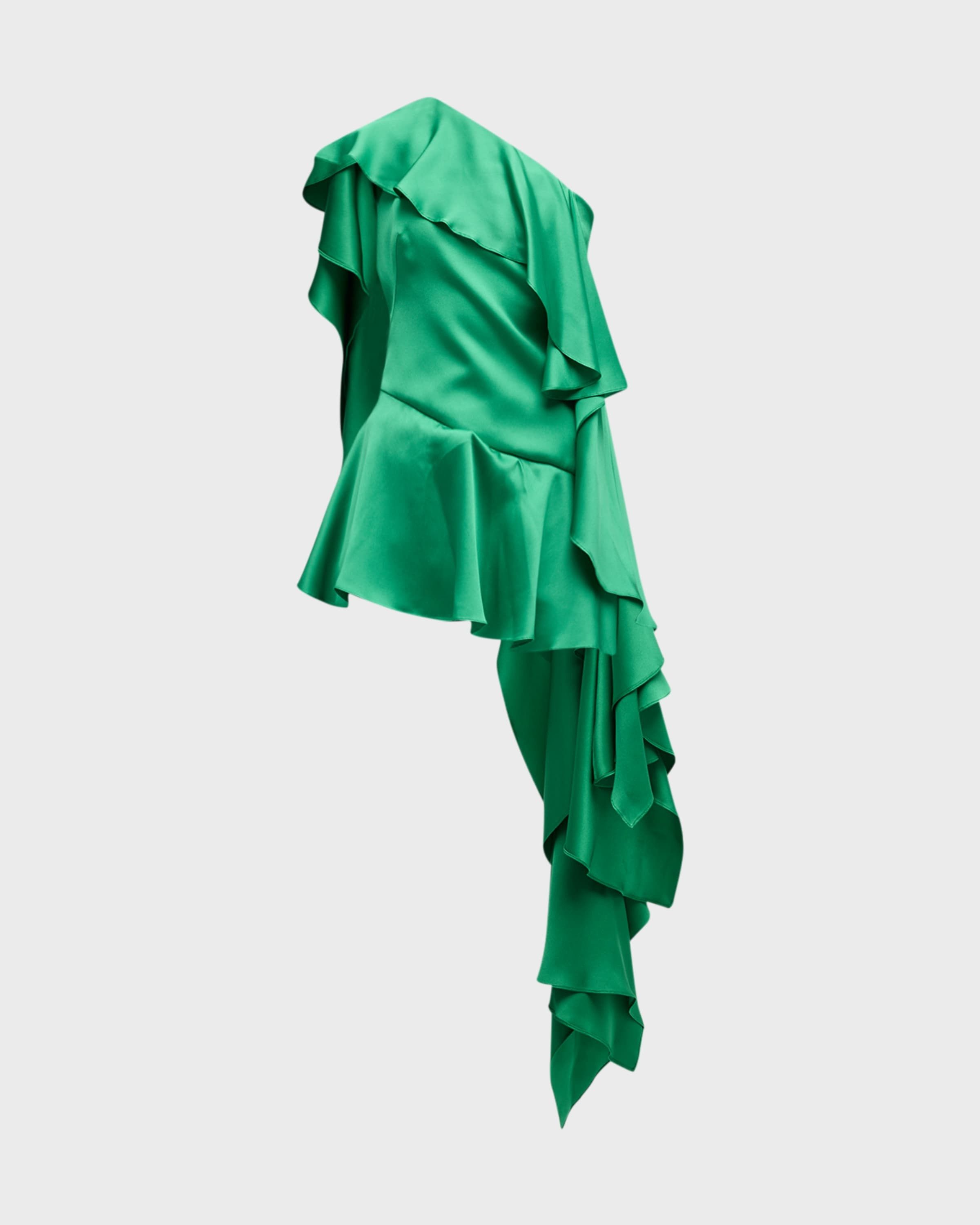 Alexander McQueen o1y0325 One-Shoulder Top in Green Size S / US 4 / IT 40 - 1 Thumbnail