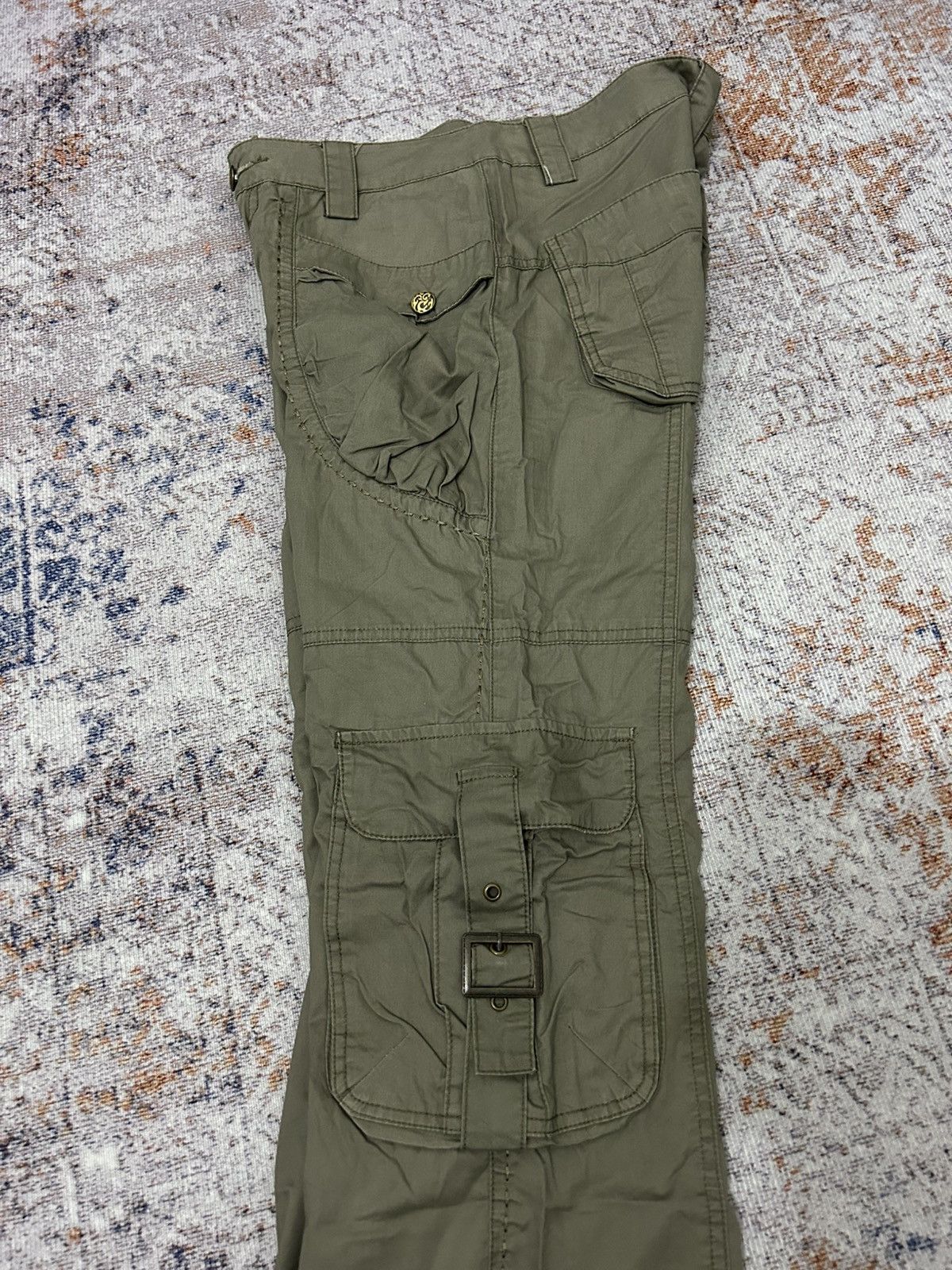 Le Grande Bleu (L.G.B.) Japanese Army Cargo Flare Pants Goa style Size US 28 / EU 44 - 5 Thumbnail