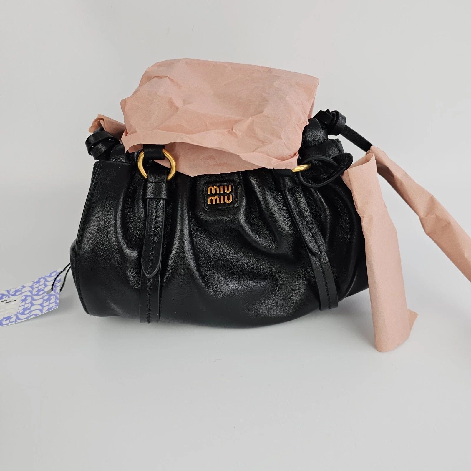MIU MIU Joie Mini $2800 Black Nappa Leather New Authentic