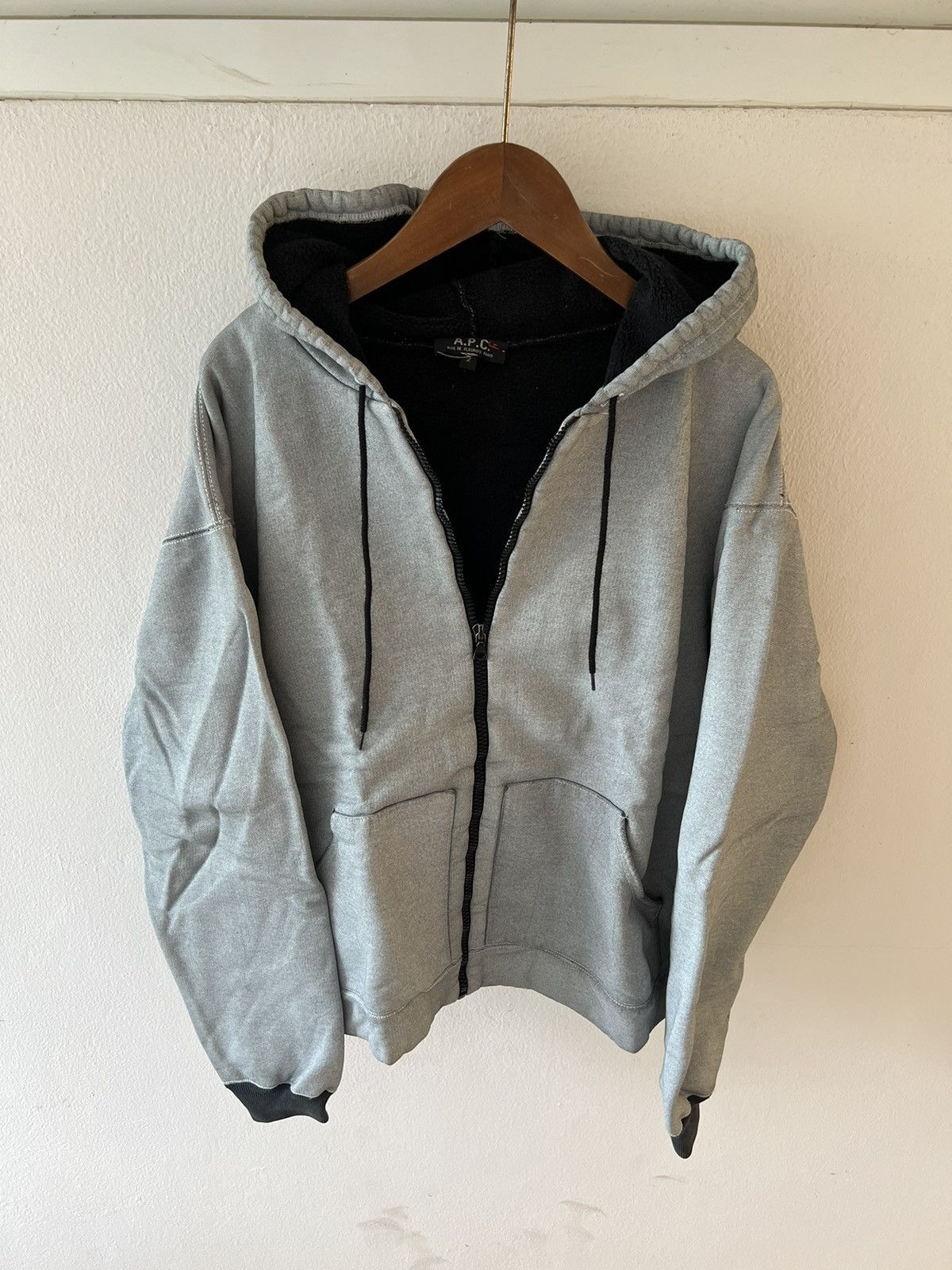 image of A P C x Vintage Hoodie Jacket in Grey, Men's (Size Small)