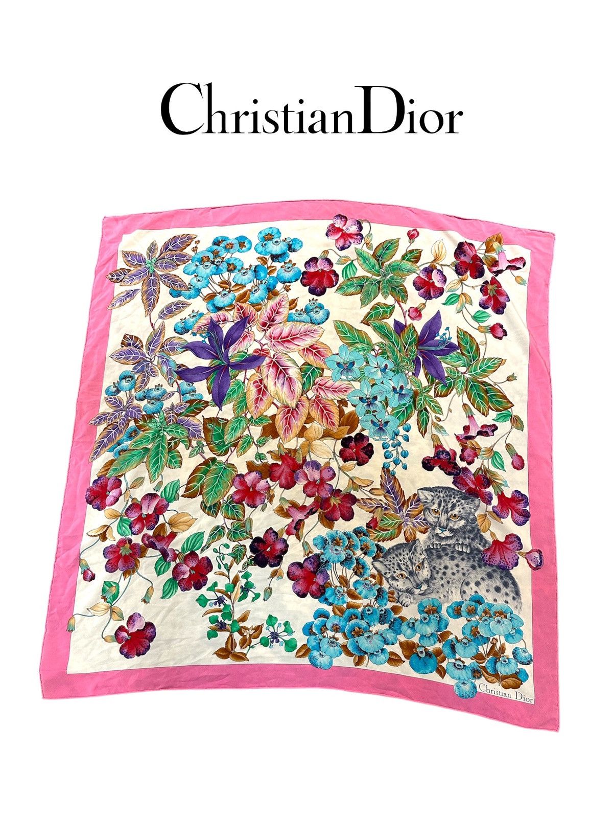 Dior 1980 - Christian Dior Floral Print Shawl Scarves (33x33) Size ONE SIZE - 1 Thumbnail